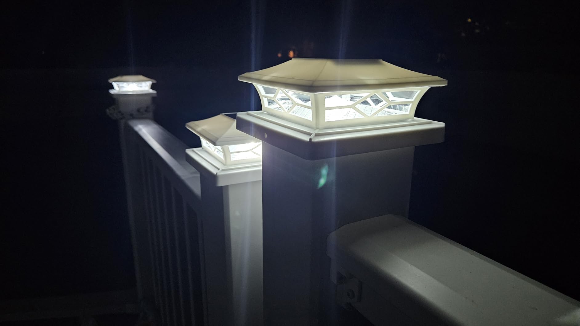 VOLISUN 6Pack Solar Post Cap Lights, 2 Color Modes Deck Lights, White customer photo 2