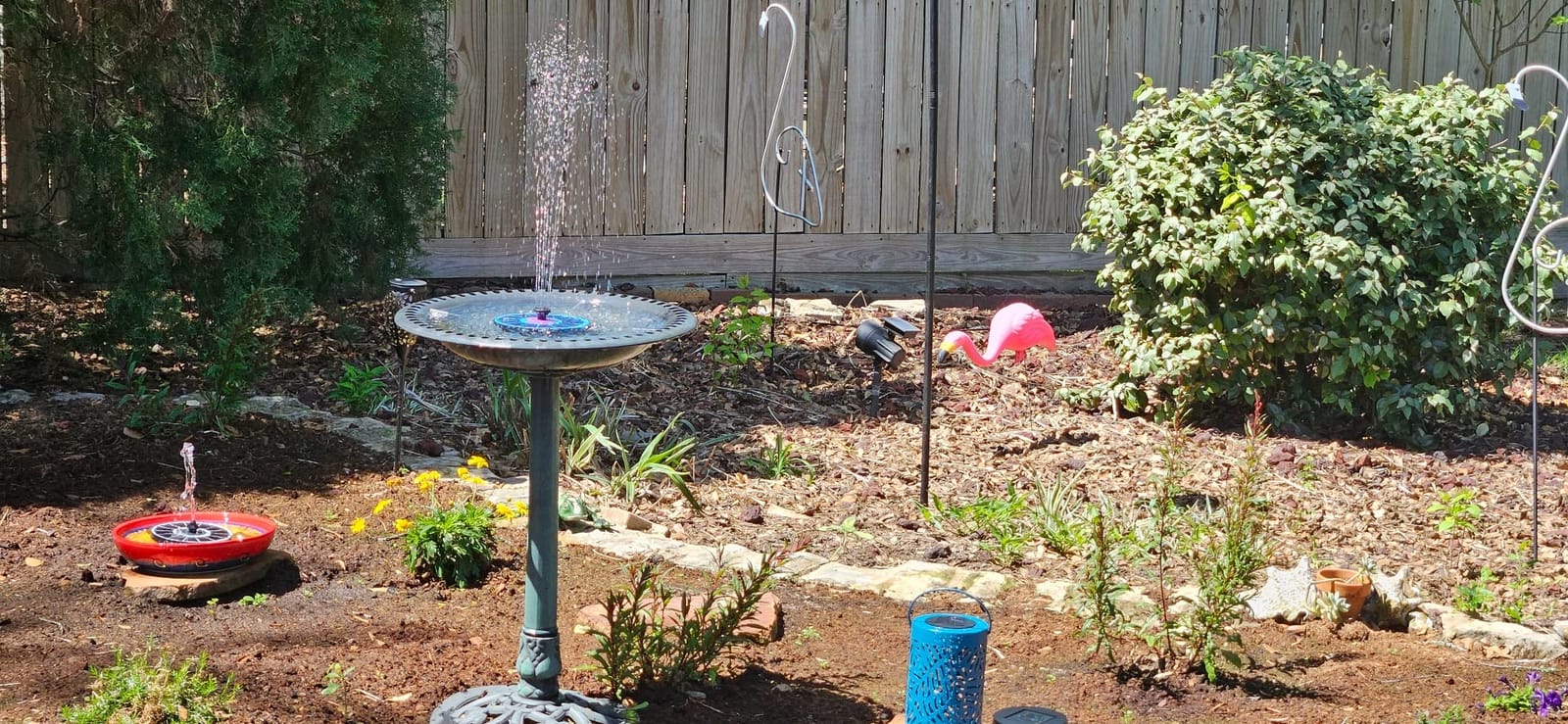 SZMP Solar Fountain 3.5W Bird Bath Fountains with Flower Upgraded Glass Panel, Solar Powered Water Fountain with 7 Nozzle & 4 Fixer, Solar Fountain Pump for Bird Bath, Garden, Pond, Pool (Blue) customer photo 2