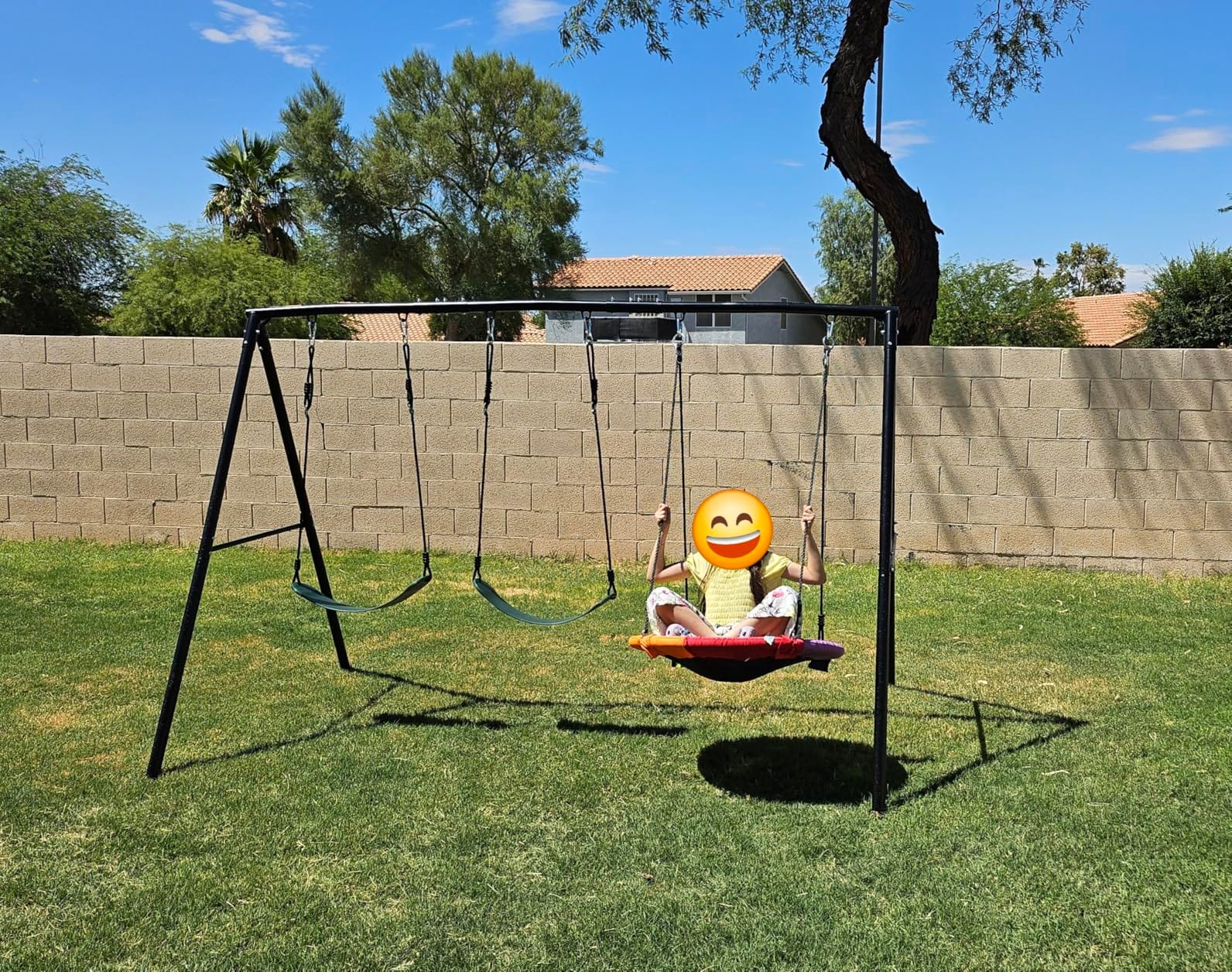 Hapfan 3 Seat Swing Set for Backyard with Saucer & Belt Swings customer photo 1