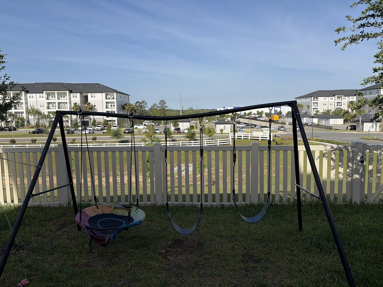 Hapfan 3 Seat Swing Set for Backyard with Saucer & Belt Swings customer photo 2
