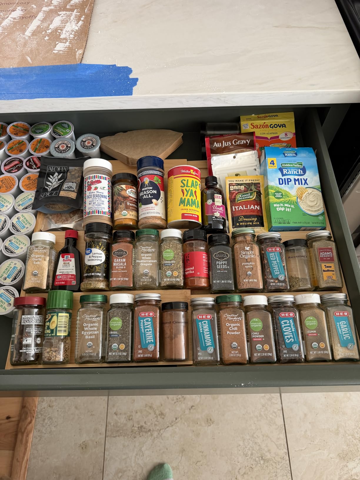 SpaceAid Bamboo Spice Drawer Organizer, (Need 3