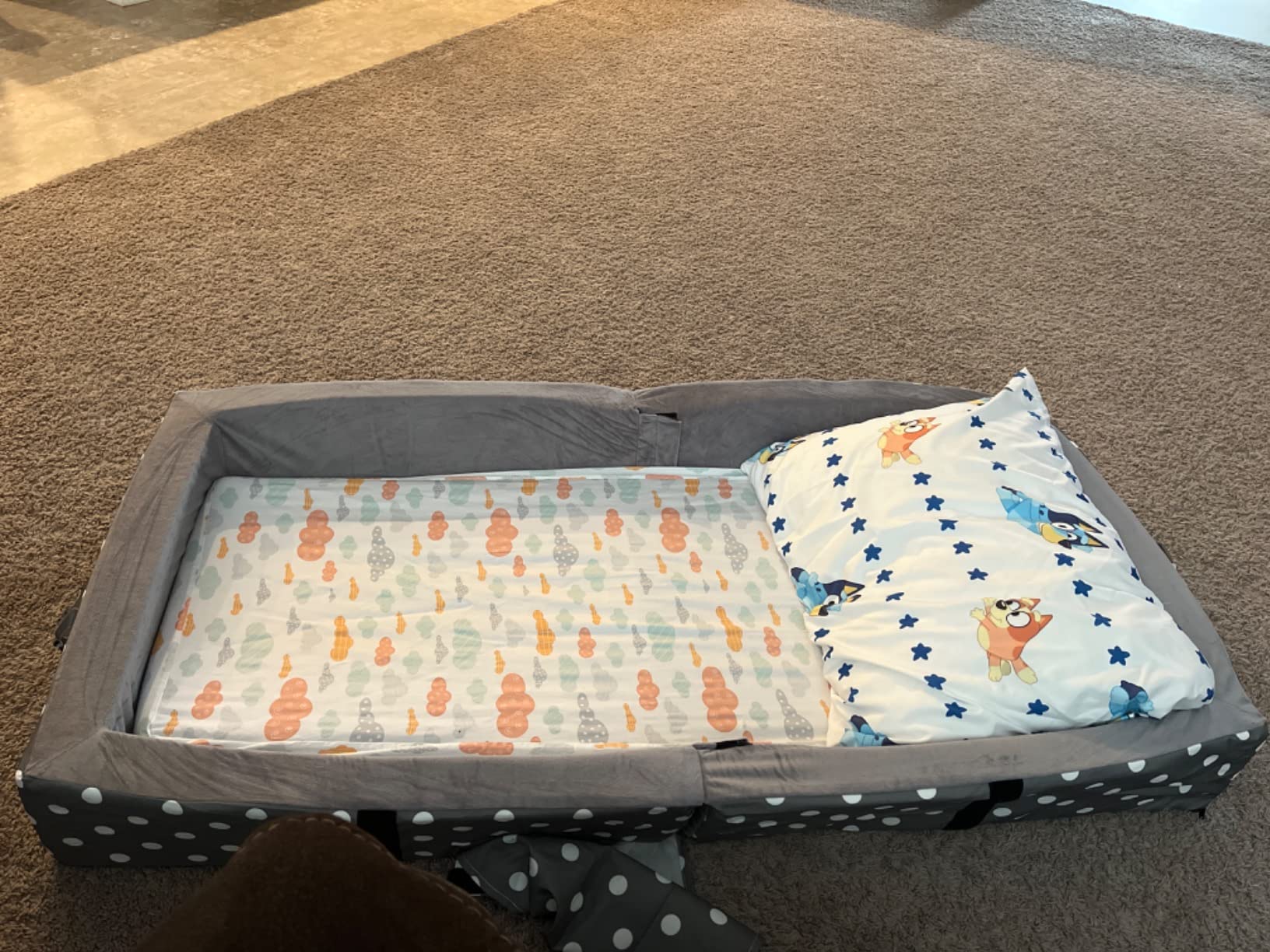 Milliard Toddler Floor Bed with a Fitted Sheet, Washable Toddler Cots for Sleeping, Comfortable and Portable Bed for Kids, Foldable Toddler Bed (Grey) customer photo 2
