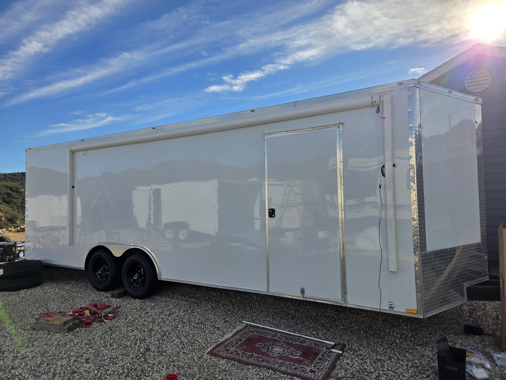 YESCAMP Motorized RV Awning Complete Kit Retractable Electric Camper Awning for RV,Trailers,5th Wheel,Toy Haulers,Motohome RV Trailer Awning for Camper or Home(14Ft,White Frame,Black Stripe) customer photo 1