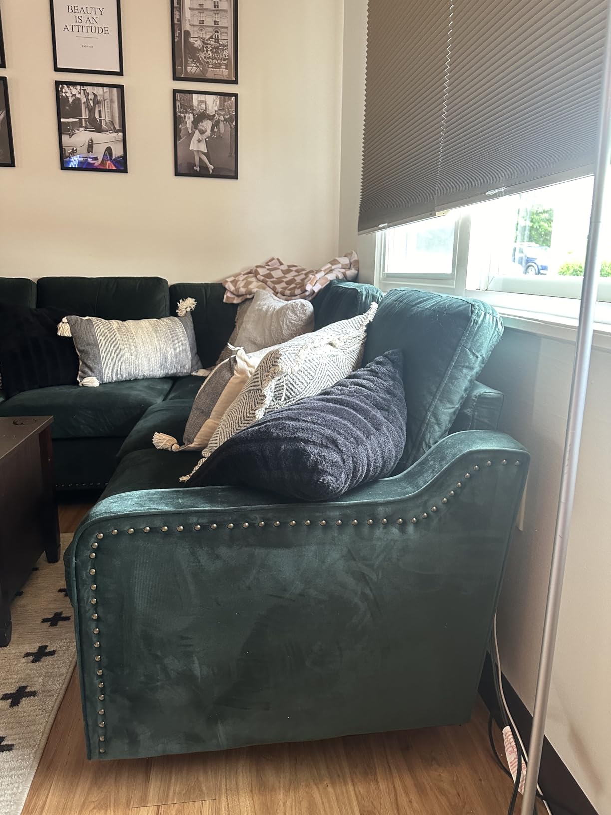 HONBAY Convertible Sectional Sofa L Shaped Couch,Dark Grey customer photo 1