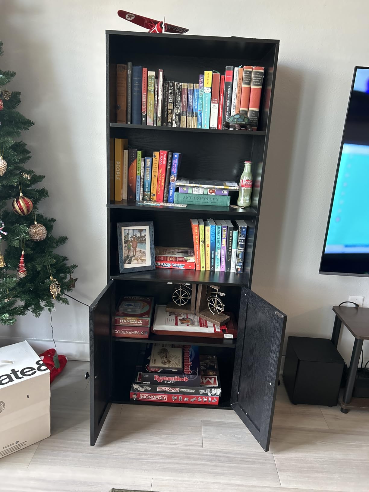 IRONCK Industrial Bookshelves and Bookcases with Doors and Shelves | 11.8in Deeper engineered-wood, concealed storage, anti-tip bracket, each shelf supports up to 22 lbs, 5-Tier Storage Shelves customer photo 2