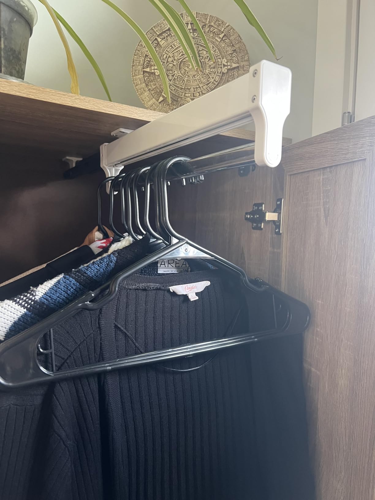 Pull Out Closet Valet Rod, Adjustable Sliding Heavy Duty Steel Top Mounted Clothes Storage Hanger Rail for Closet Wardrobe (292mm/11.5inch) customer photo 1