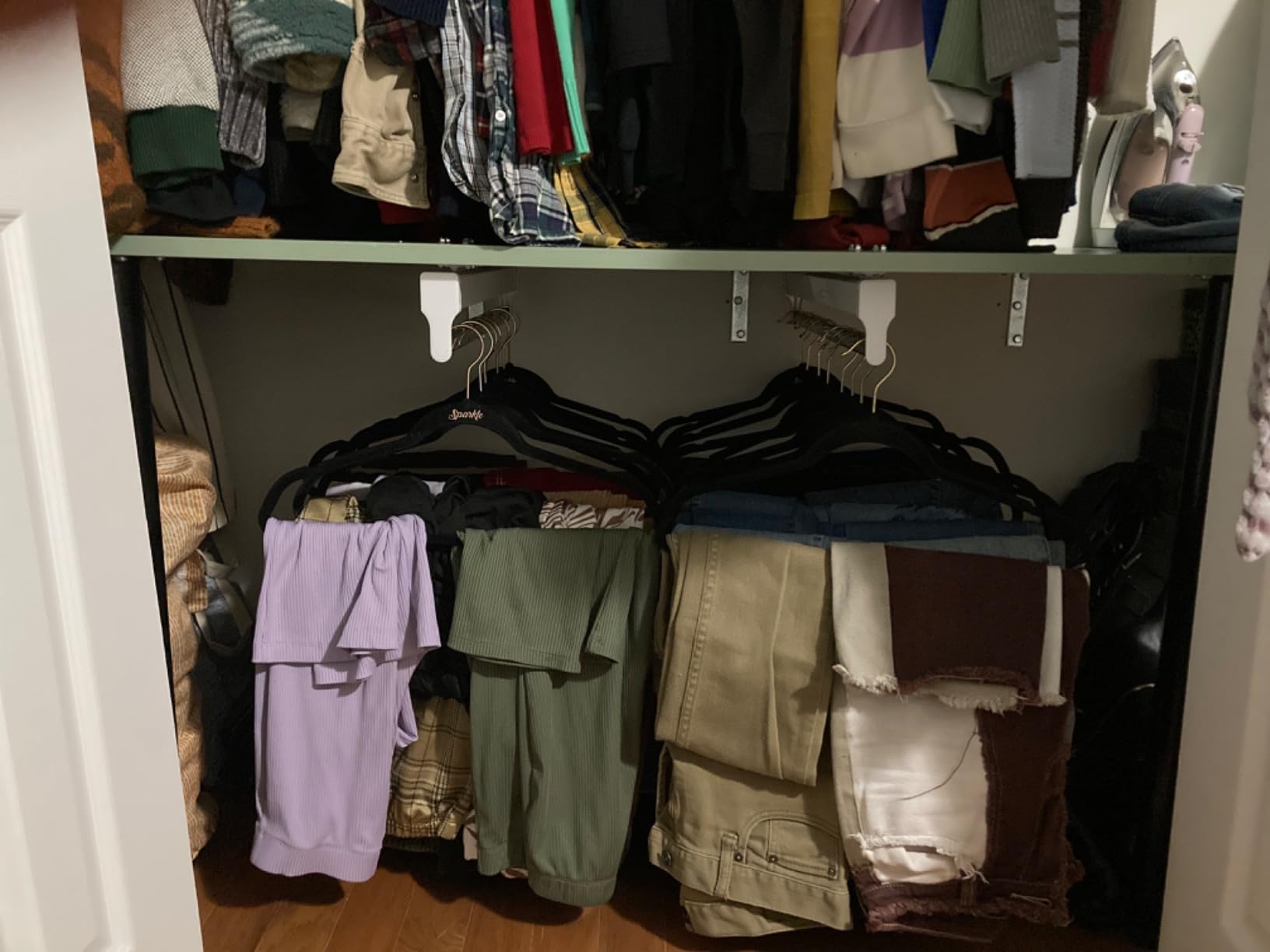 Pull Out Closet Valet Rod, Adjustable Sliding Heavy Duty Steel Top Mounted Clothes Storage Hanger Rail for Closet Wardrobe (292mm/11.5inch) customer photo 2