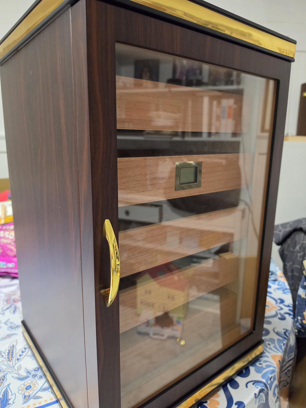 150-Count Ebony Cigar Humidor Cabinet with Digital Hygrometer,Gift customer photo 1
