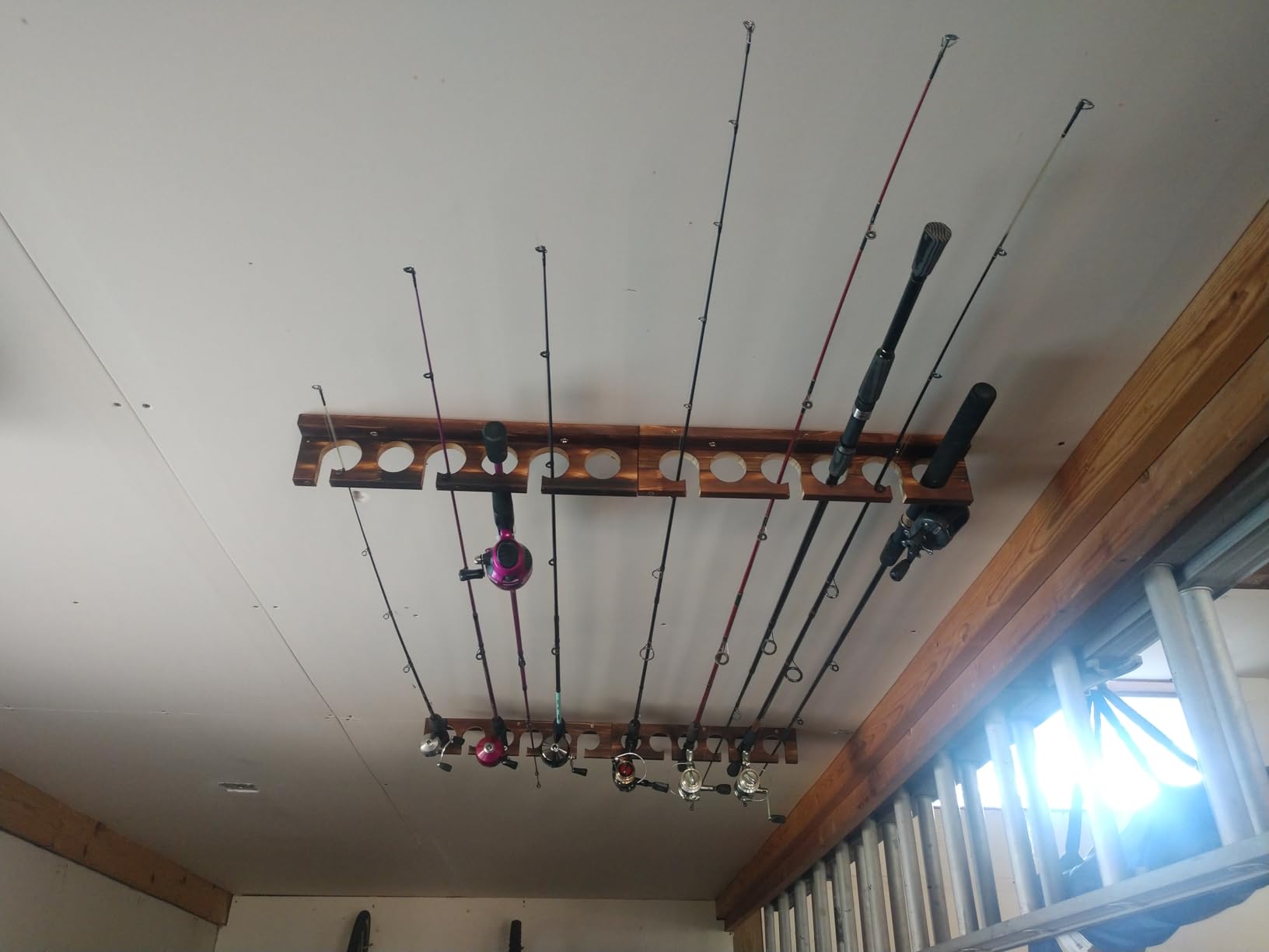 Ghosthorn Fishing Rod Holder,Wall or Ceiling Mounted Pole Rack Garage | Fishing Rod Rack Holds Up to 6 Rods,Fishing Pole Holder with Wall or Ceiling Mount Design for Garage Storage Organizer customer photo 2