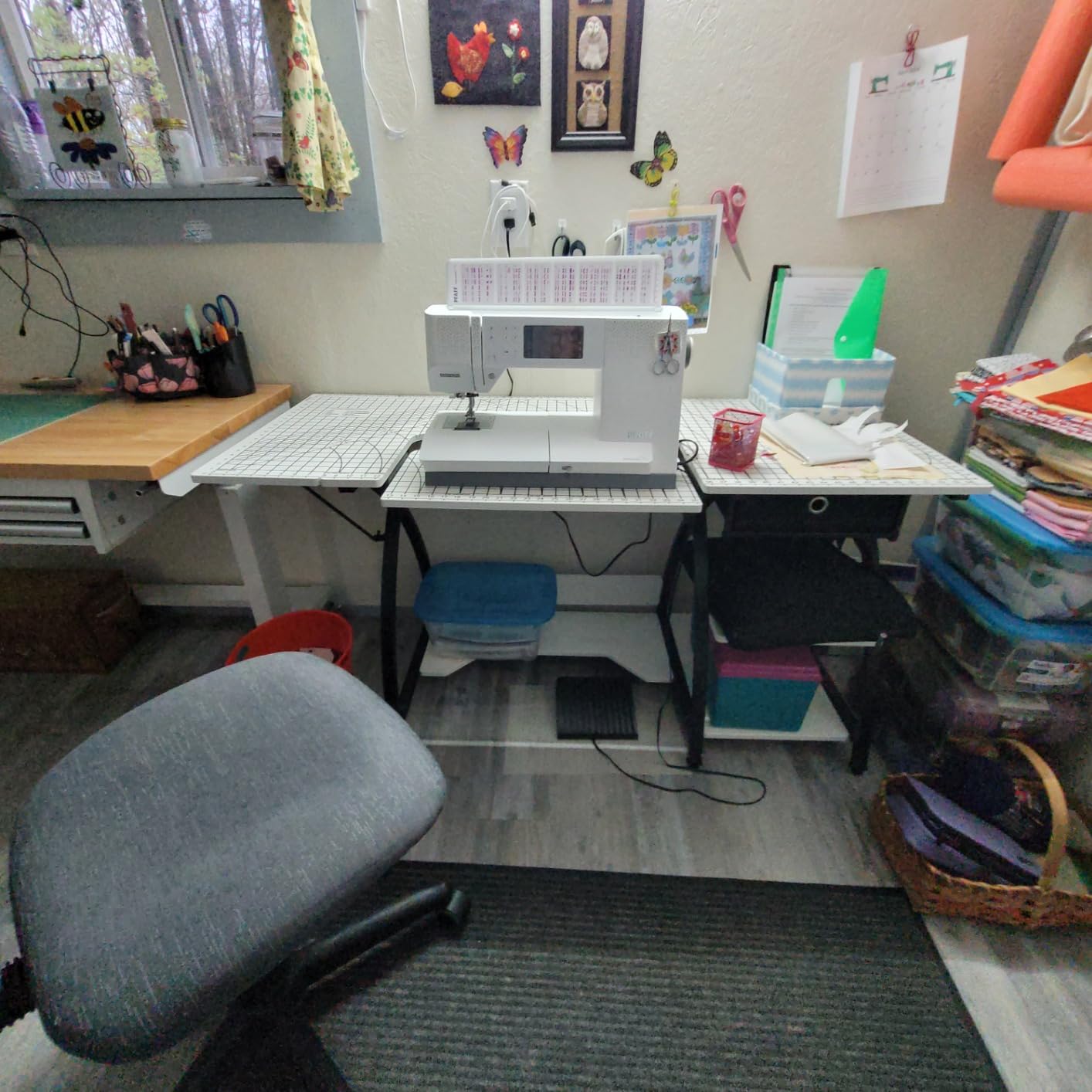 Sew Ready Comet Plus Craft Sewing Table 56.75″ × 23.5″ with Accurate Fabric Cutting Grid-Top & Storage Drawer, Black/White Grid customer photo 2