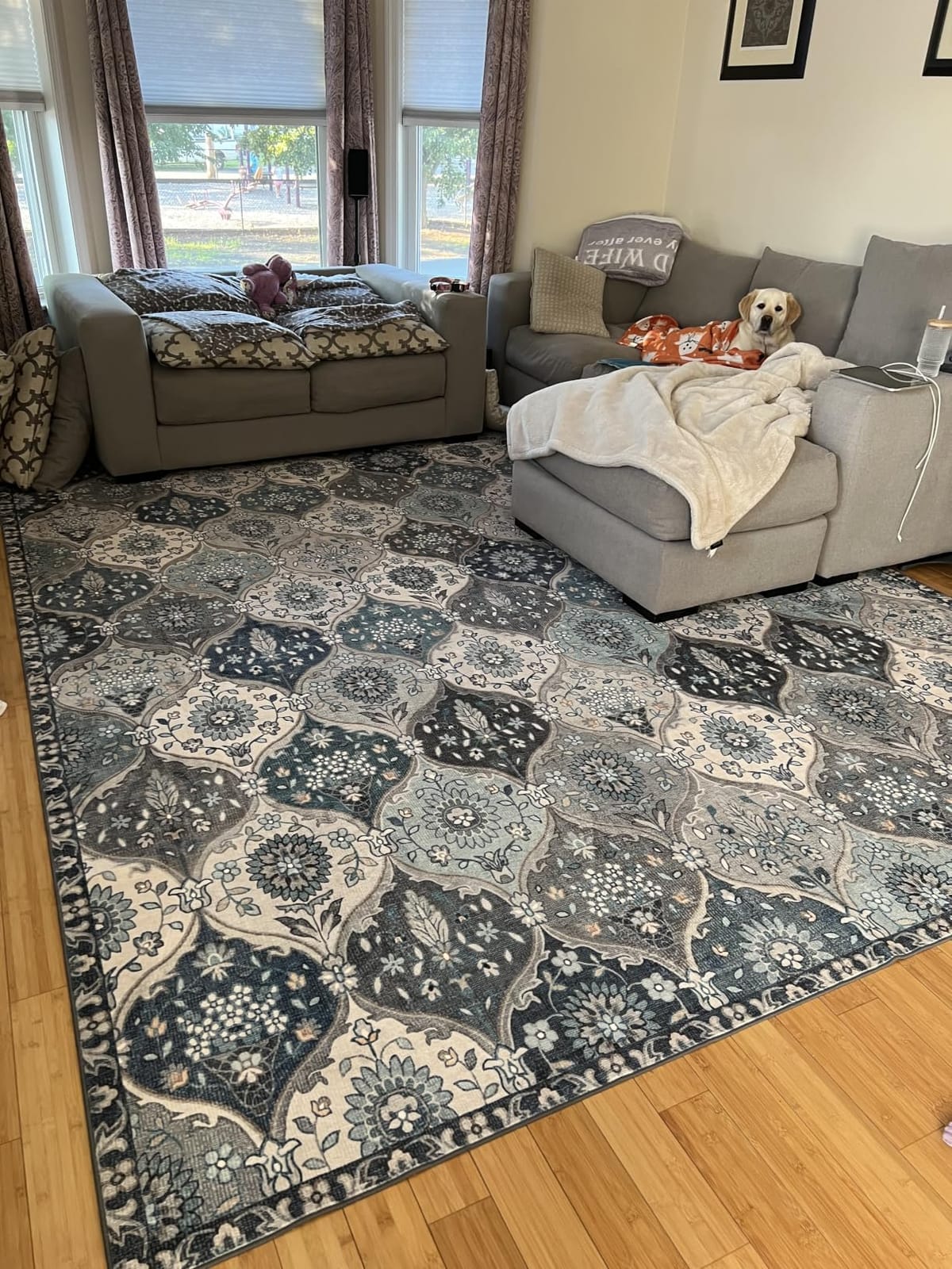 Lahome Moroccan Washable Round Area Rug, Soft Round Rugs 6ft Ultra-Thin Non-Slip, Vintage Distressed Large Circle Carpet for Bedroom Living Room Kitchen Nursery Elise, Burnt Orange customer photo 1