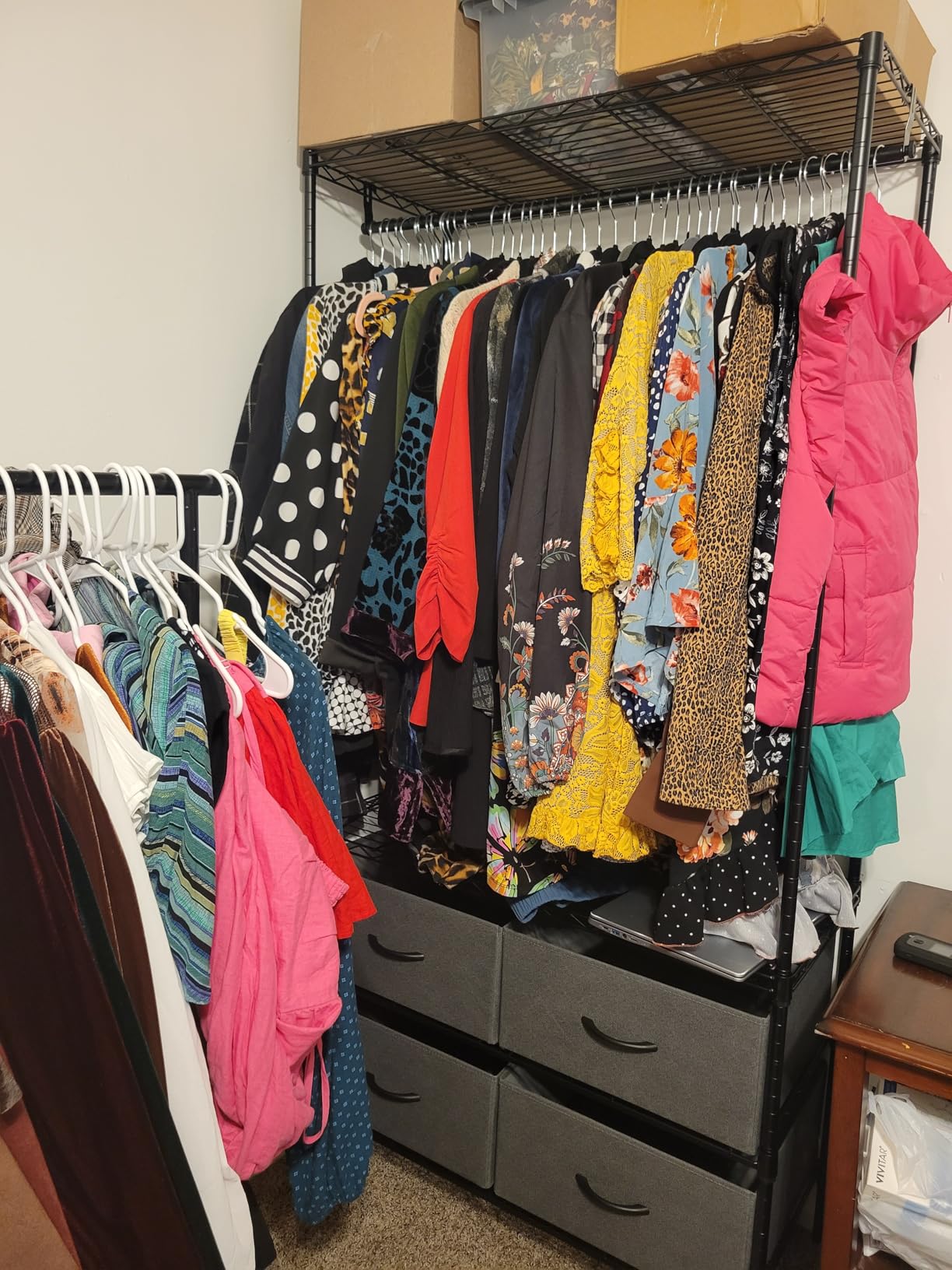 Raybee Clothes Rack, Portable Closet for Bedroom, Dorm, 4 Drawers 4 Shelves customer photo 1