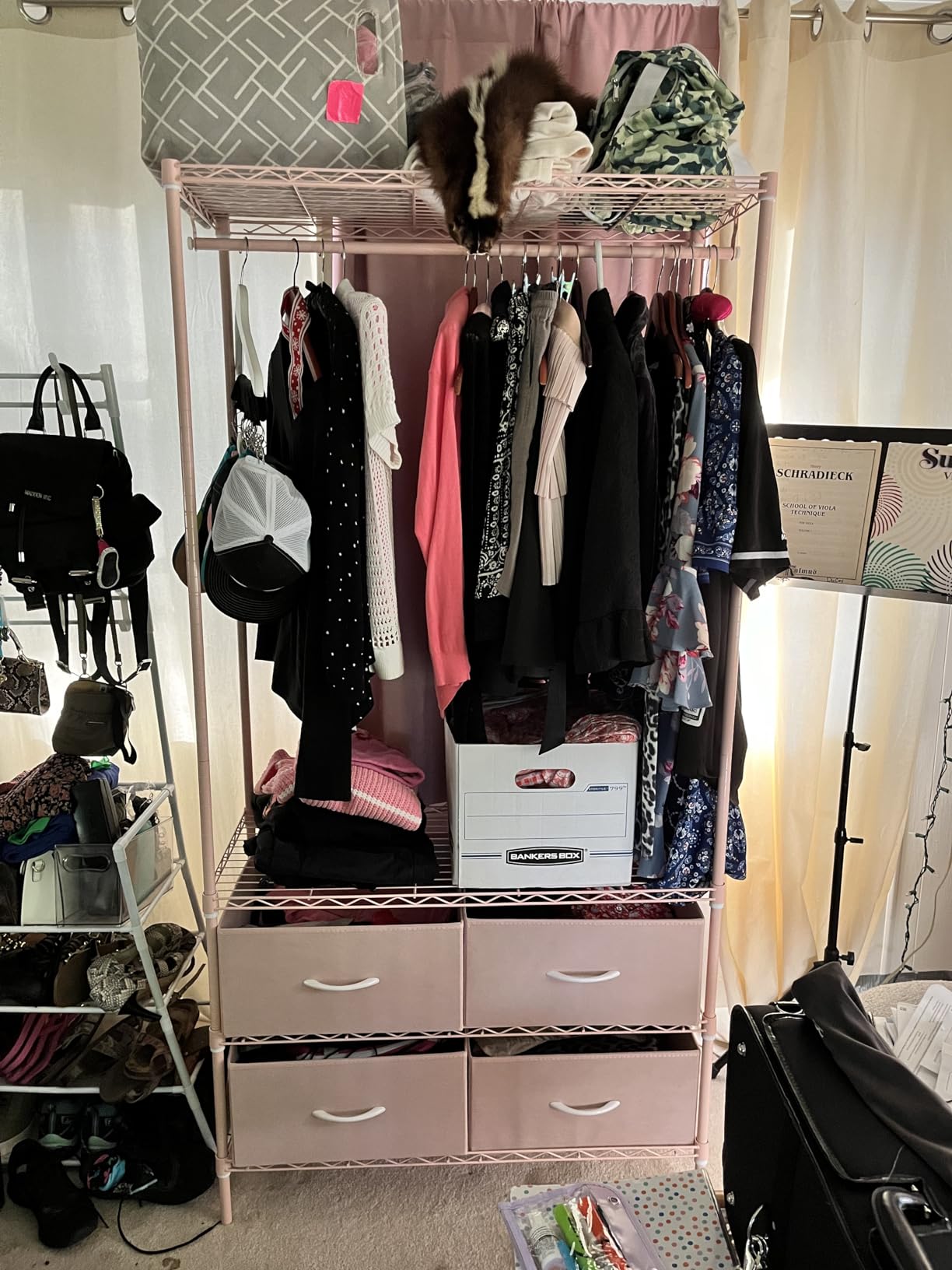 Raybee Clothes Rack, Portable Closet for Bedroom, Dorm, 4 Drawers 4 Shelves customer photo 2