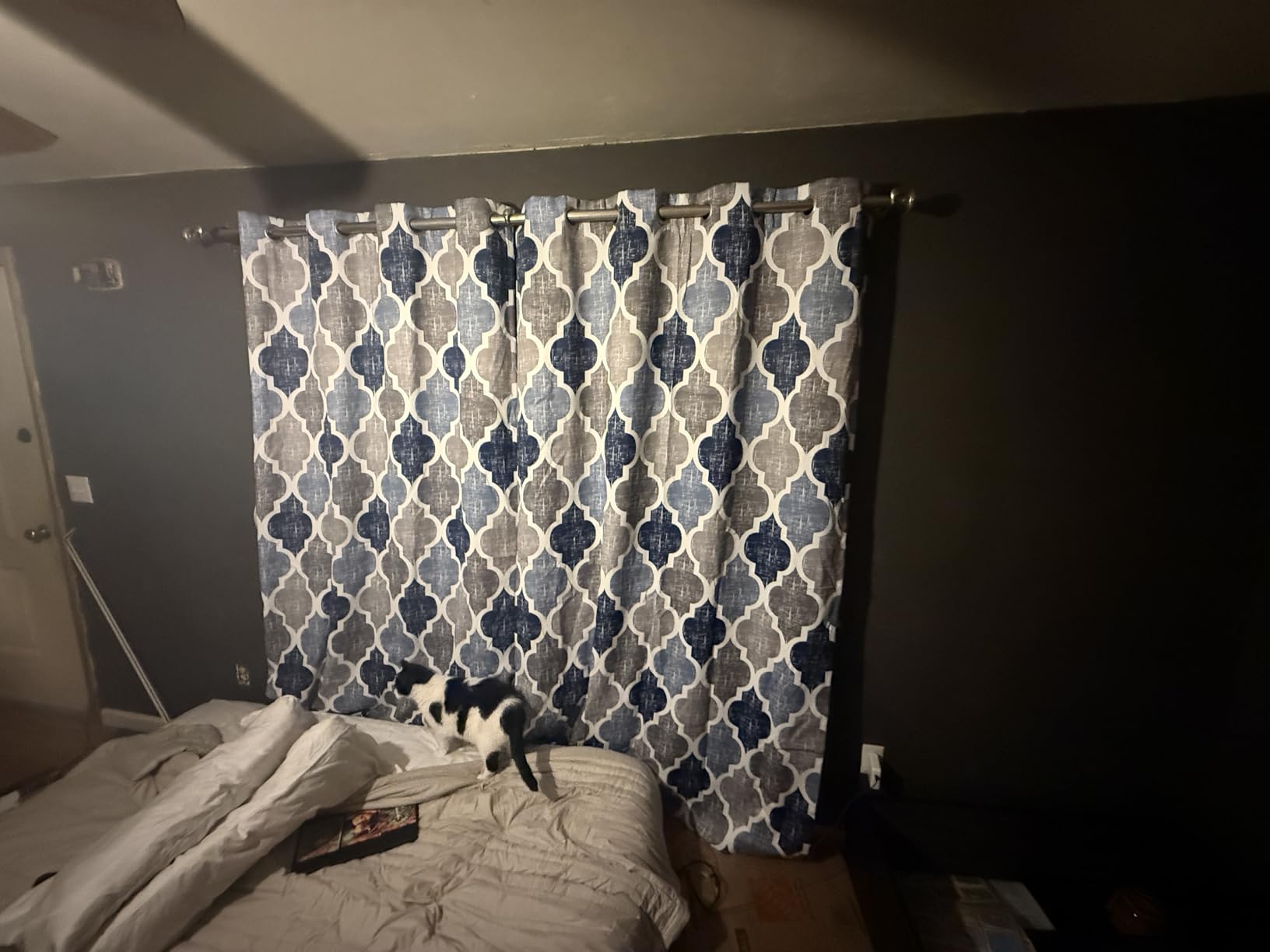 Beauoop Moroccan 100% Blackout Sliding Door Curtains Blue Grey 100x84 1 Set customer photo 1