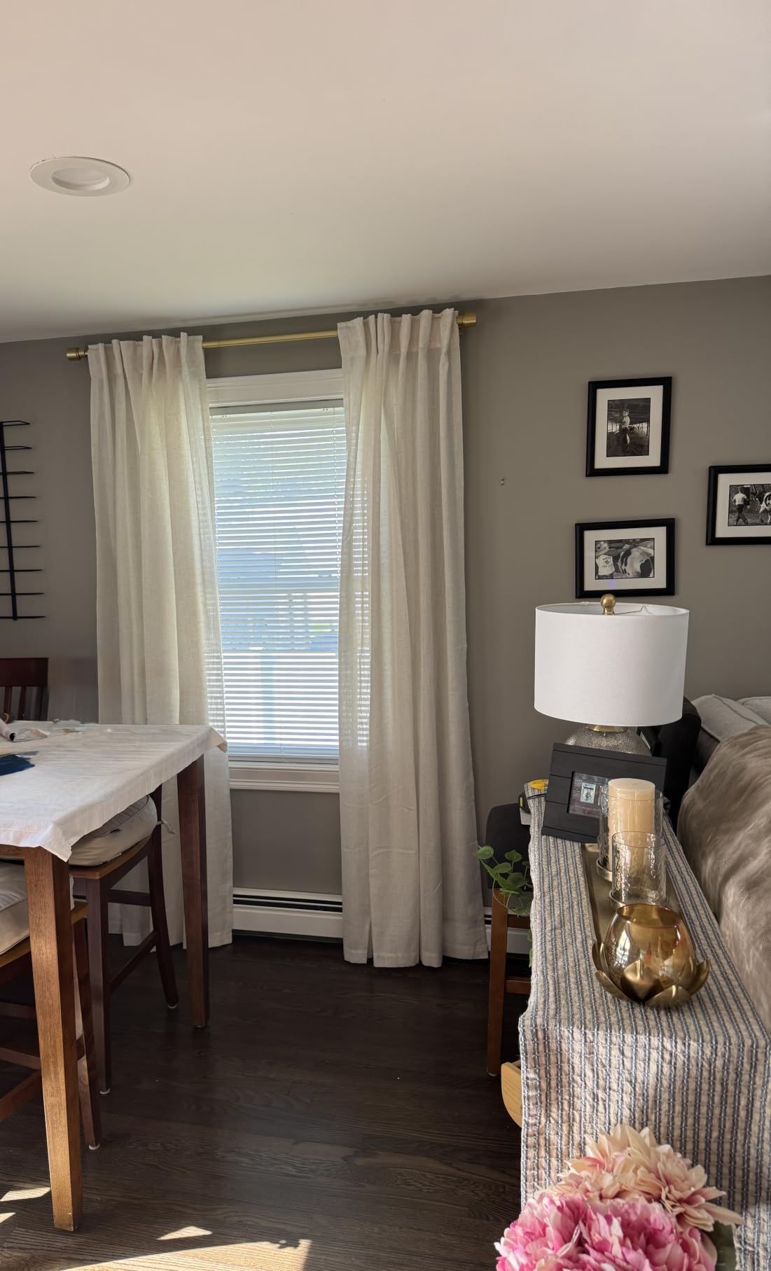 Extra Long Curtains 120 inch Length 2 Panels Back Tab Neutral Farmhouse Drapes Light Filtering Semi Sheer Linen Curtain 120 inches Long for Floor to Ceiling Window Patio Sliding Door Cream 10 FT customer photo 2