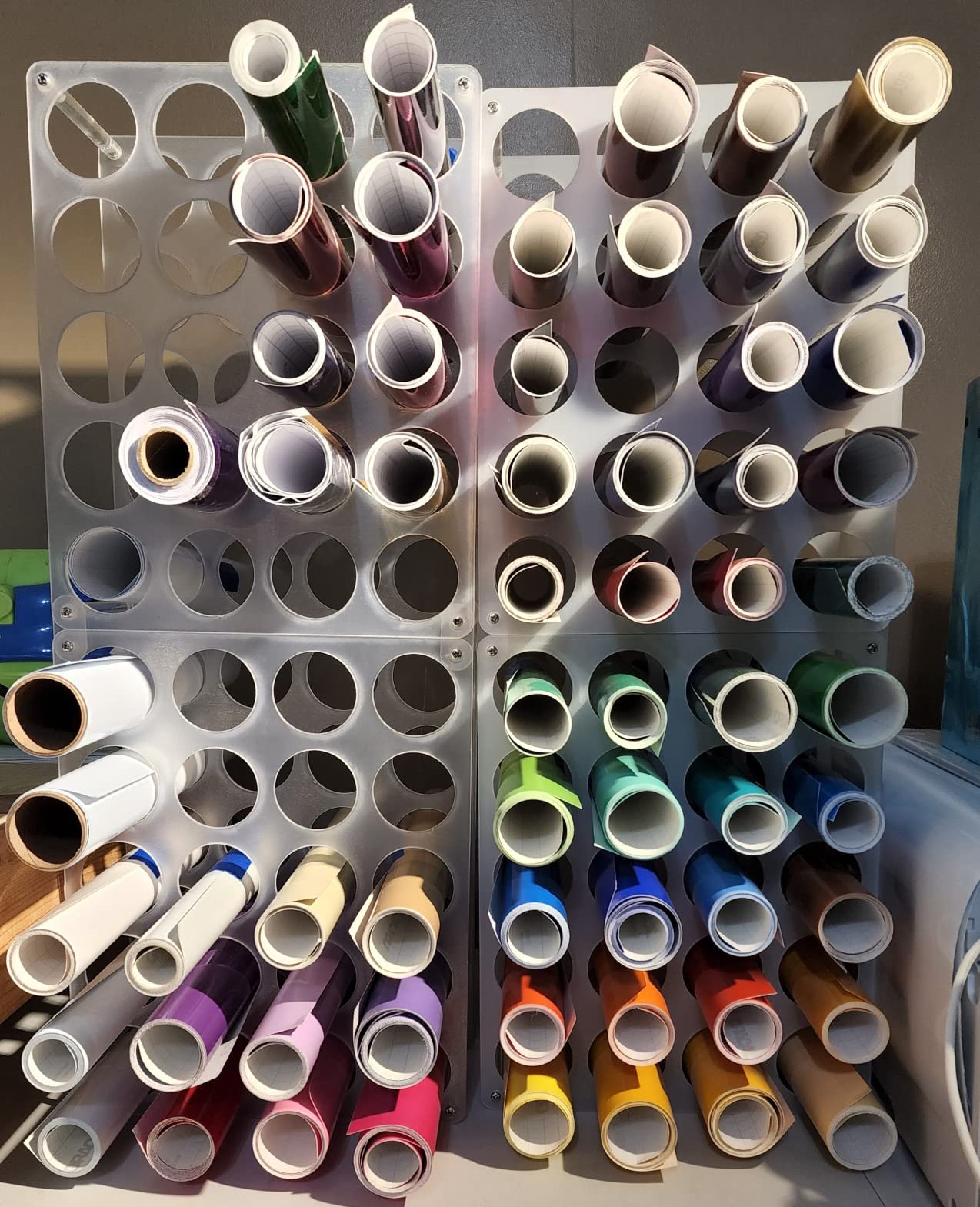 Vinyl Storage Rack 25-Holes Vinyl Holder Acrylic Vinyl Roll Storage for Craft Room, Vinyl Organizer for up to 25 Vinyl Rolls (25Holes) customer photo 1