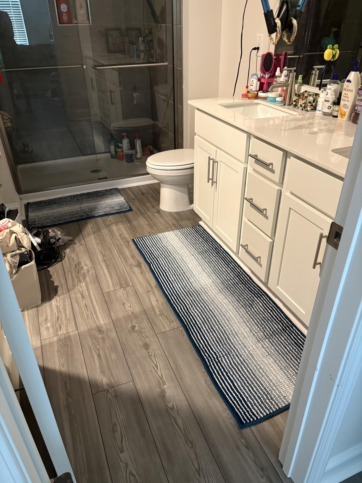 BSICPRO Bathroom Rugs Sets 2 Piece, Non Slip Striped Bath Mats, Sage customer photo 1