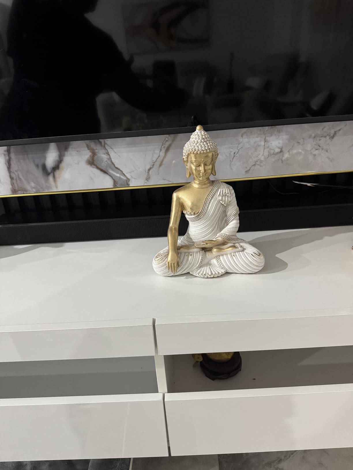 Gold Buddha Statue 10.2'' - Large Indoor Buddha for Home Decor, Zen, Living Room & Meditation customer photo 2