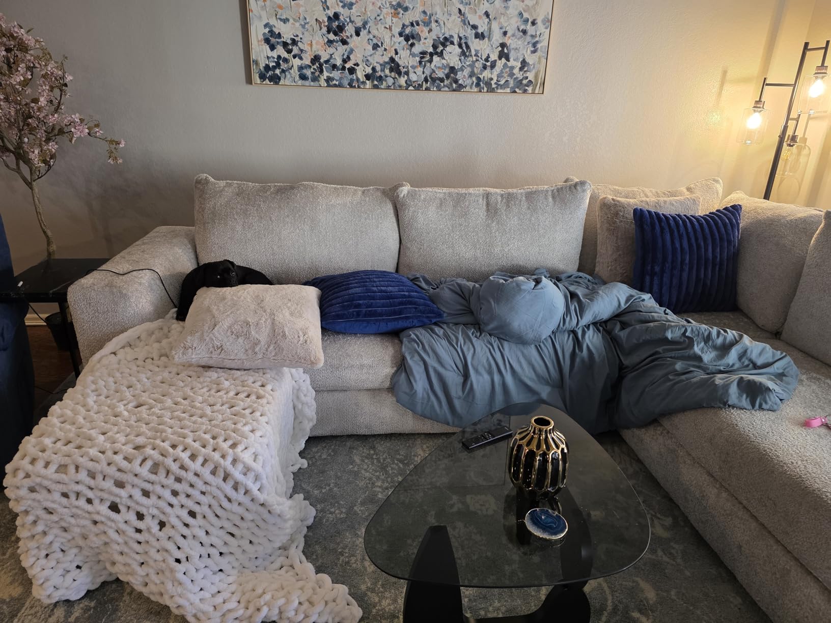 Bigacogo Chunky Knit Throw Blanket for Couch, 40x60 inches, Beige customer photo 2