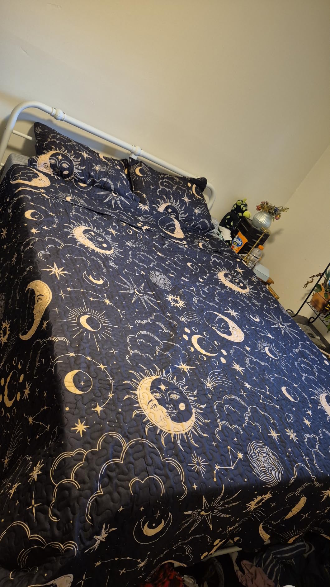 EXQ Home Quilt Set Full Queen Size Black Print Black Sun Starry Pattern customer photo 2