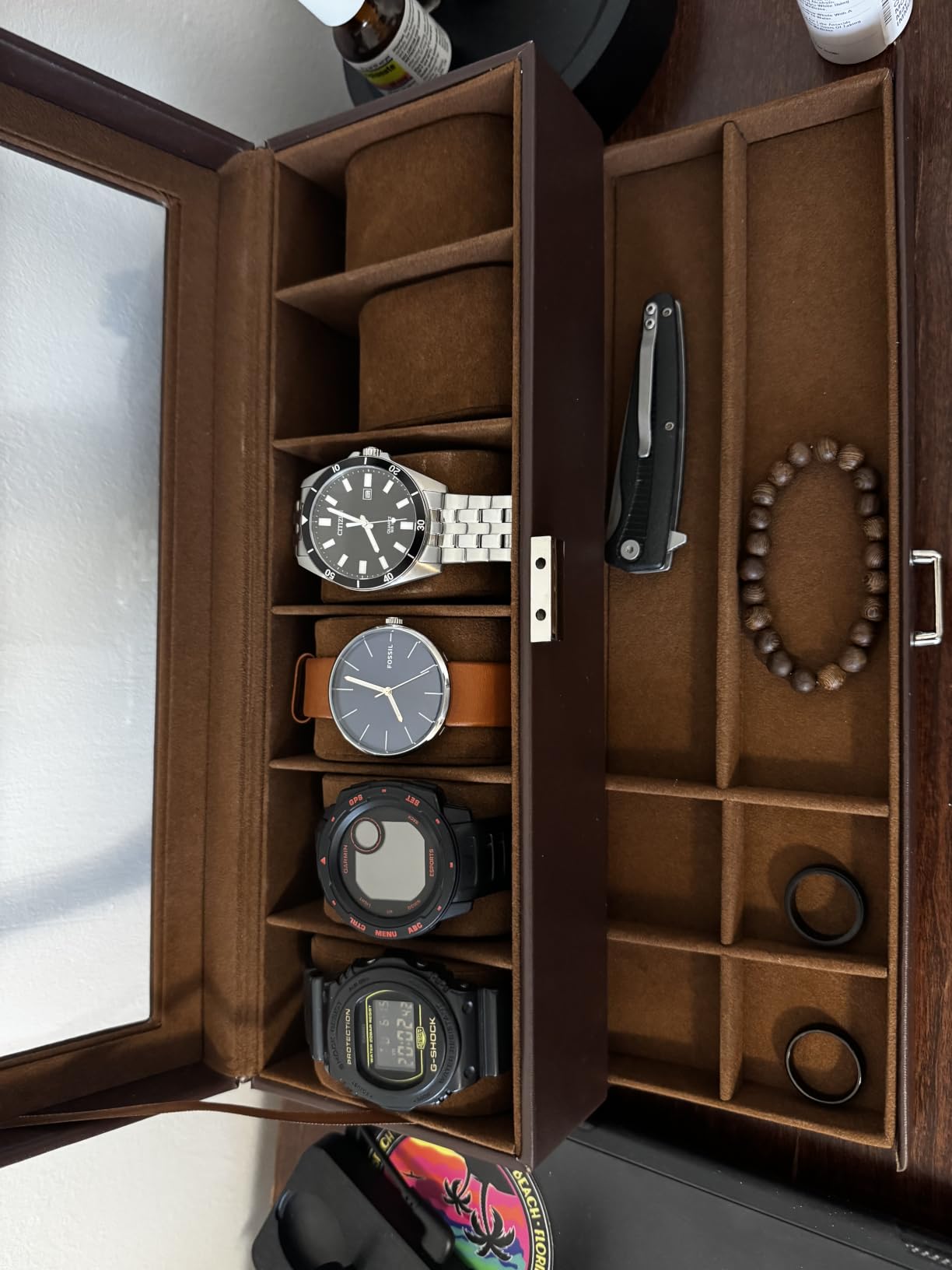 ProCase Watch Box, 6 Slot Watch Display Case with Drawer -Espresso customer photo 1