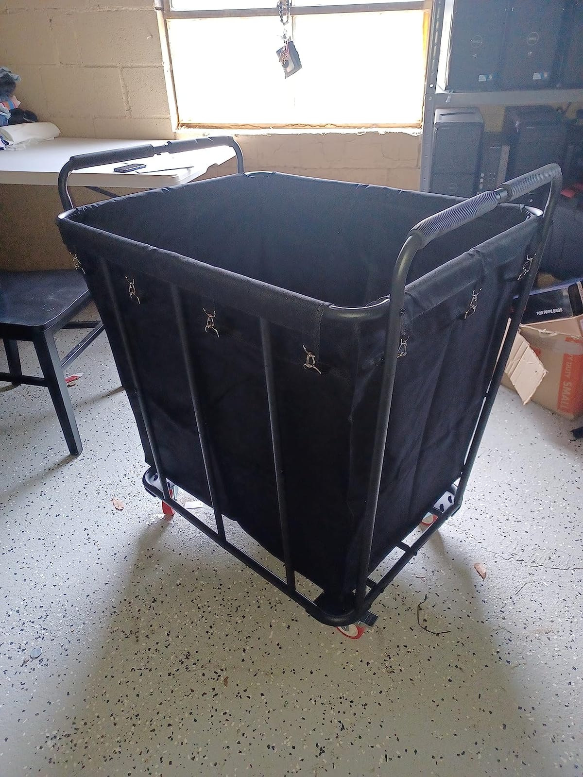 Hoctieon Large Laundry Cart with Wheels, 400L Heavy Duty Laundry Basket Organizer, Rolling Hamper Sorter for Clothes Storage, Industrial Dirty Clothes Hamper for Home & Hotel, Black customer photo 1