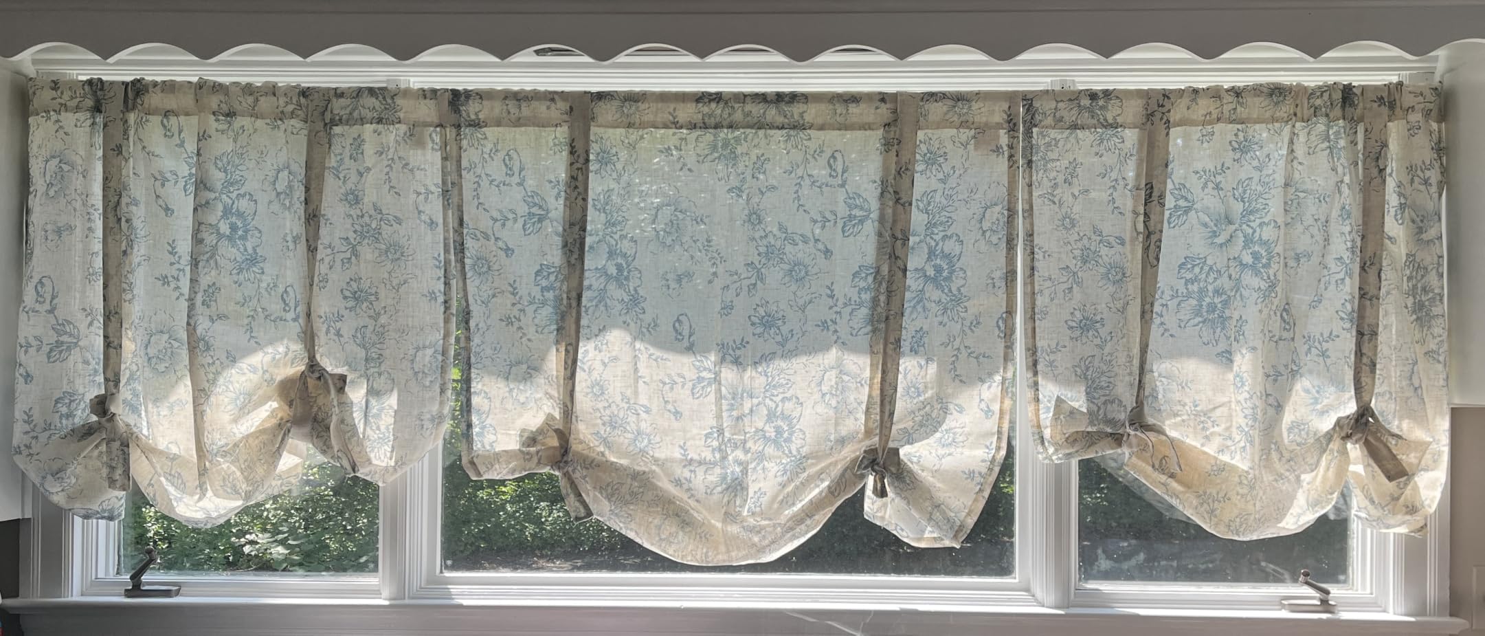 JINCHAN Tie Up Valance Curtain Floral for Windows 45 Inch 1 Panel Black customer photo 2