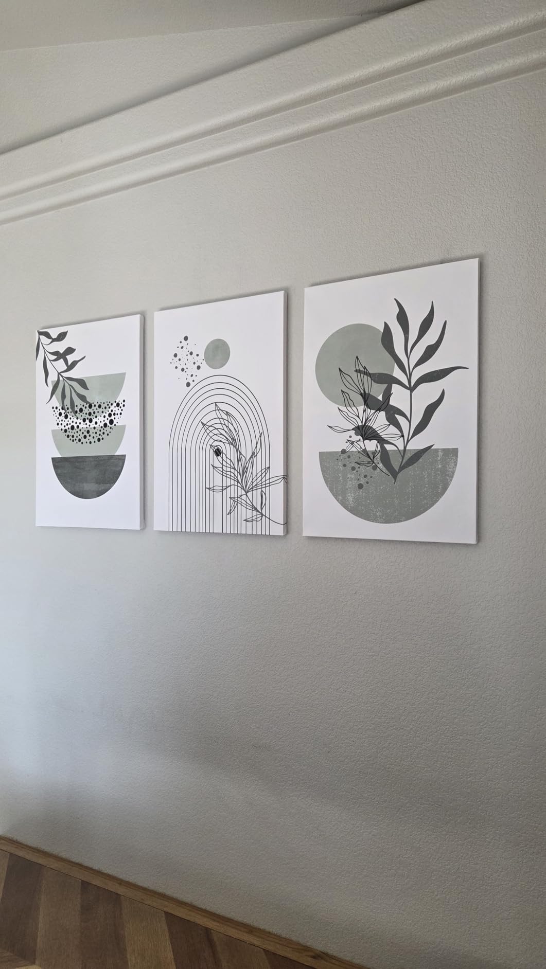 Boho Wall Art Prints Set of 3, Neutral Abstract Geometric Canvas Artwork for Bedroom, Bathroom, Living Room, Office (12x16 Inch x 3 Pieces) customer photo 2