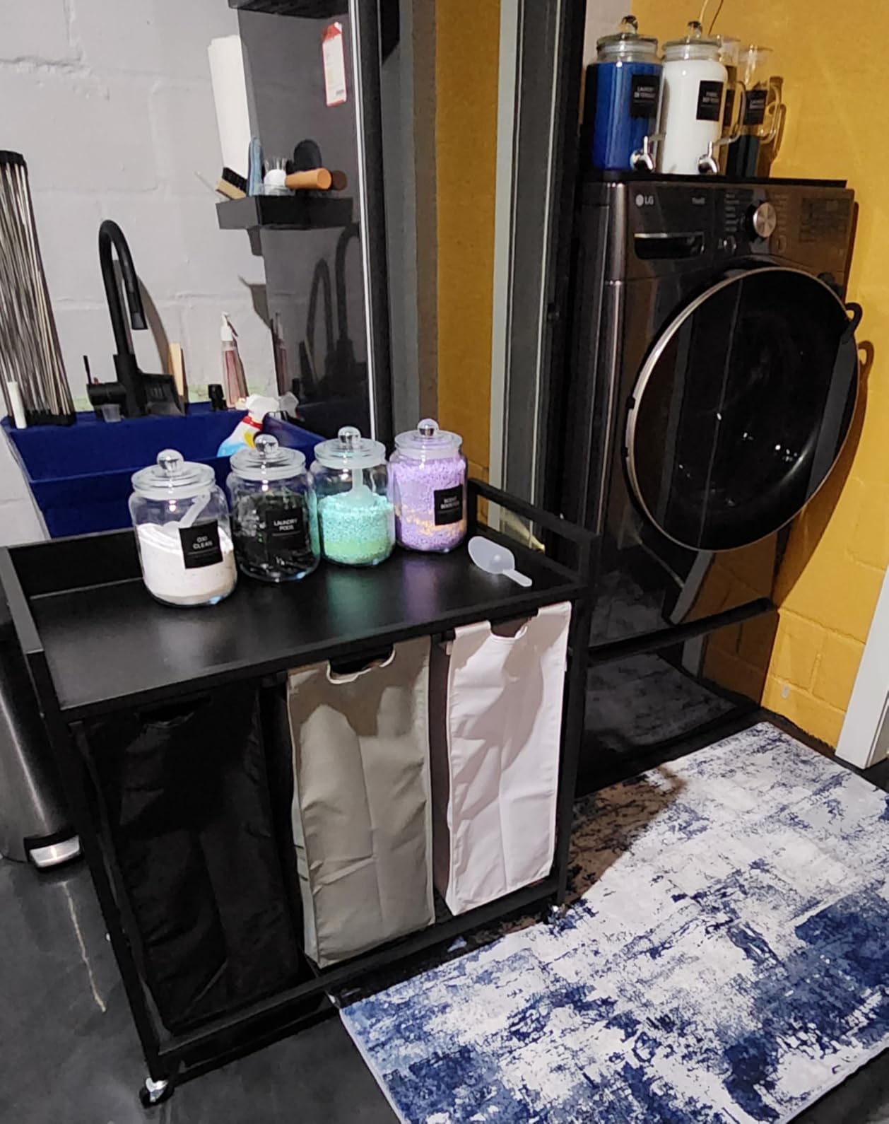 Herture Laundry Hampers with Shelf, Laundry Basket 3 Section, Laundry Sorter with Pull-Out Removable Large 3 Color Bags and Movable Wheels, Metal Frame, 3 x 15.87 Gallons (60L), Rustic Brown PF04XLN customer photo 1