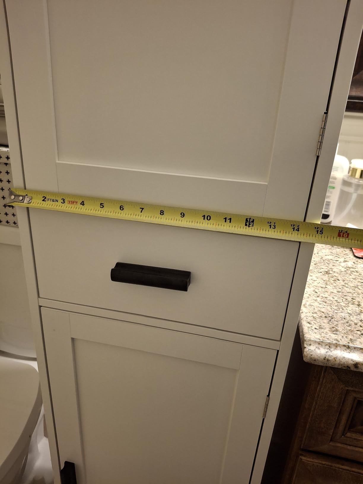 usikey 67'' Tall Bathroom Cabinet, Storage Cabinet with 4 Shelves & 2 Doors, Narrow Storage Cabinets for Bathroom, Living Room, Home Office, White customer photo 1