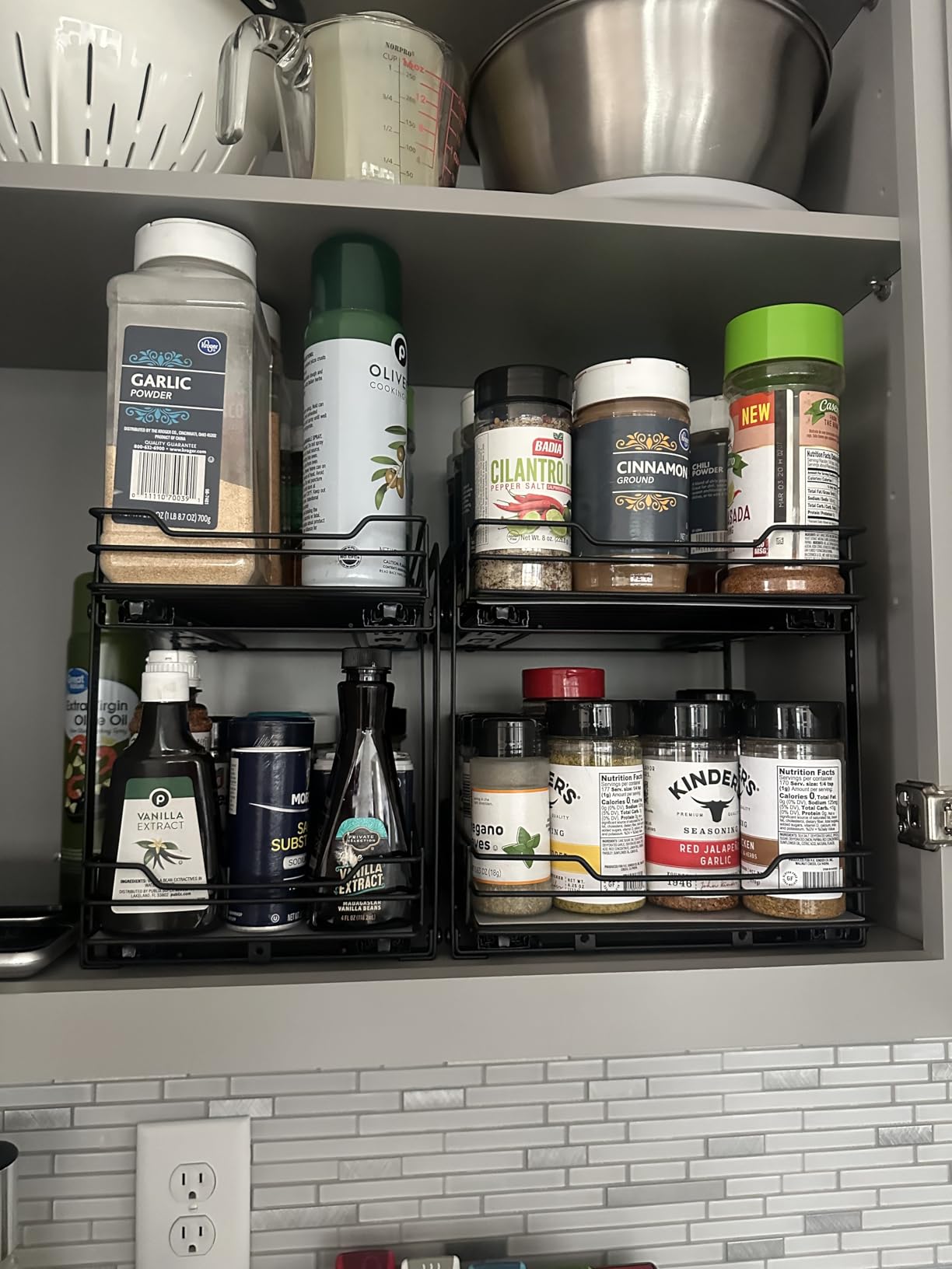 BOIVSHI Pull Out Spice Rack Organizer for Cabinet, Heavy Duty Slide Out Spice Rack Organizer for Kitchen Cabinets and Pantry, Fits Spices, Sauces, Canned Food (4.5''Wx10.5''Dx2.5''H) customer photo 2