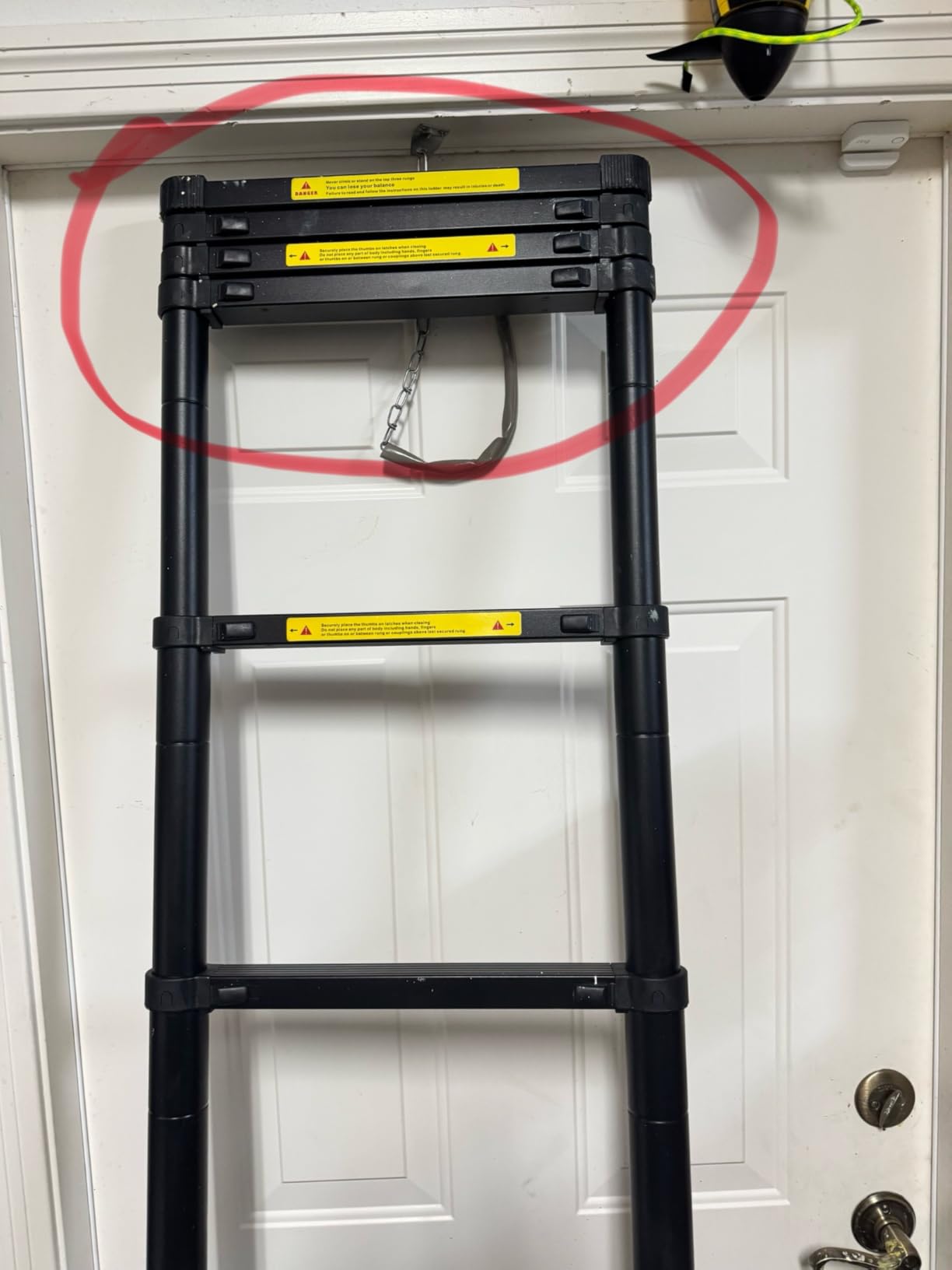 BOCOM 14.5 FT Aluminum Telescoping Ladder, Lightweight Multi-Purpose Collapsible Extension with 2 Triangle Stabilizers, Heavy Duty 330 lbs Max Capacity, Ideal for Home, RV, and Outdoor Work Silver customer photo 2