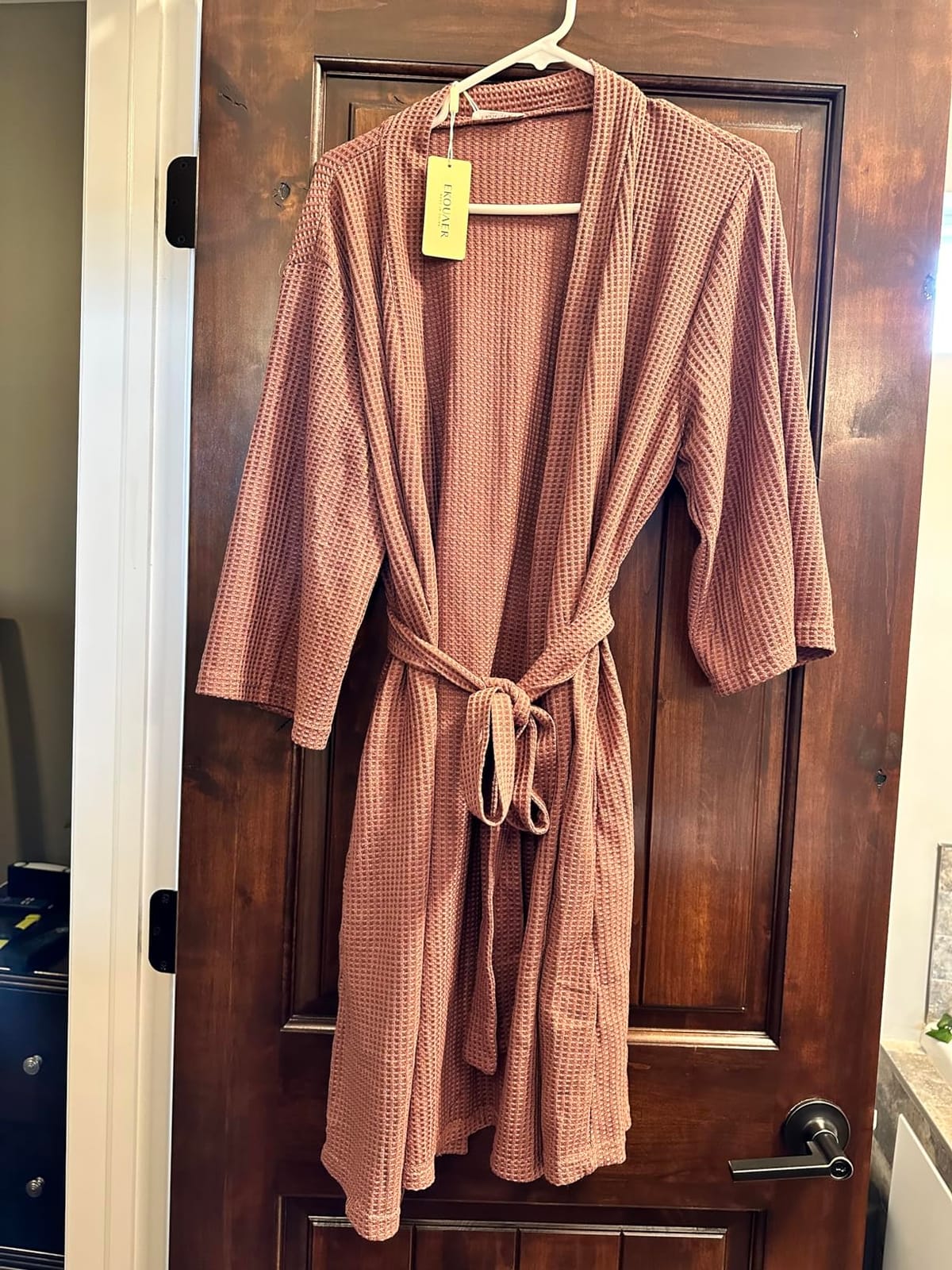 Ekouaer Robes for Women Waffle Knit Bathrobe Soft Lightweight Loungewear customer photo 1