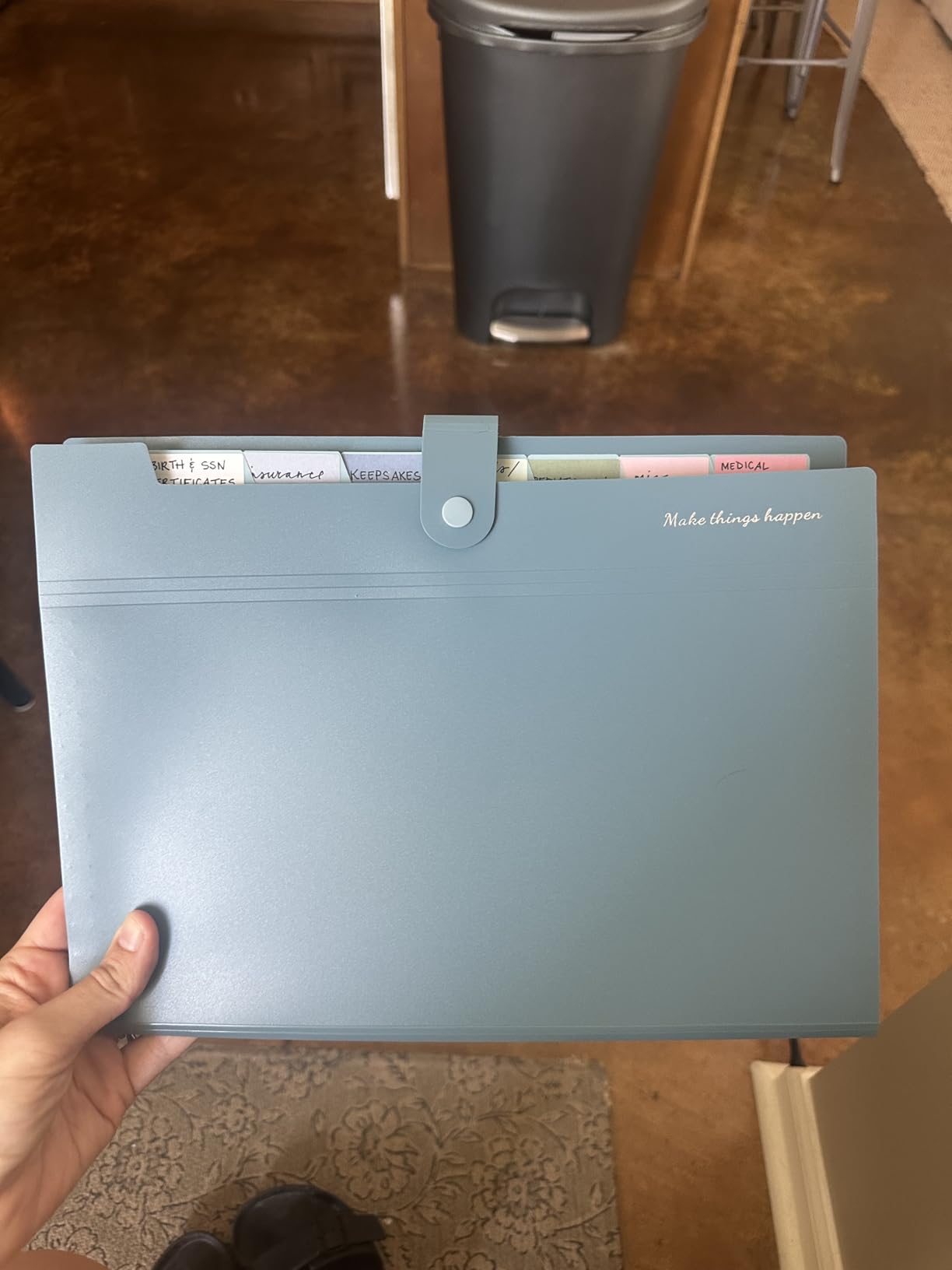 SKYDUE Expanding File Organizer with 8 Pockets, Accordion File Folders with Labels, Portable Document Paper Bill Receipt Organizer, Home College School Office Supplies, Letter Size, Blue customer photo 2