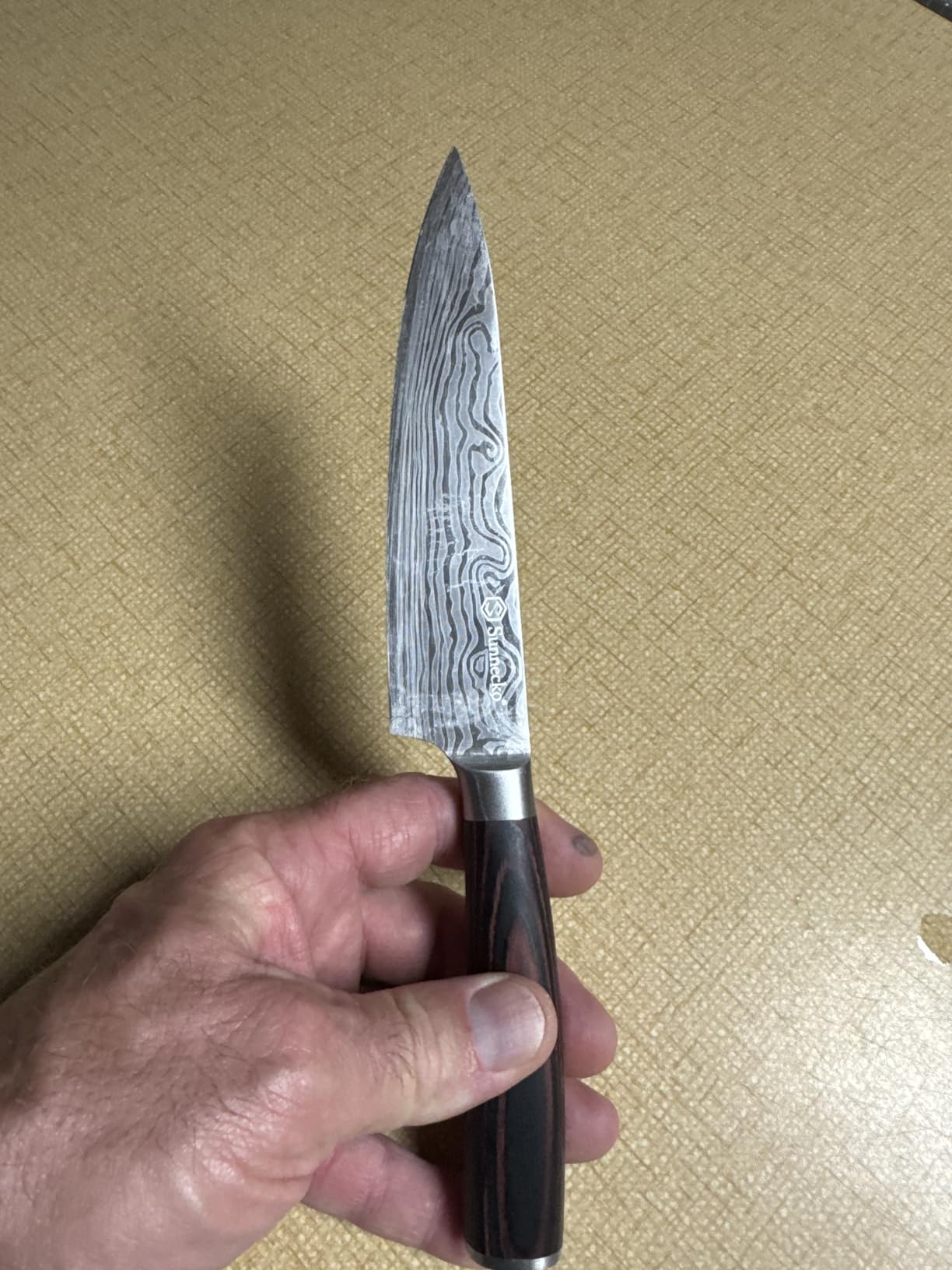 Sunnecko 5.5 Inch Small Chef Knife - Ultra Sharp 12-15 Degree Edge Kitchen Knife for Meat Vegetable Cutting Japanese Style with Sheath, High Carbon Stainless Steel Blade, Cooking Father Day Gift customer photo 2