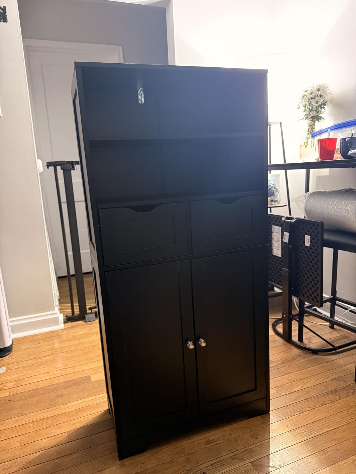 Iwell Tall Bathroom Cabinet, Storage Cabinet with Adjustable Shelves, Bathroom Storage Cabinet for Living Room, Dining Room, Entryway, White customer photo 2
