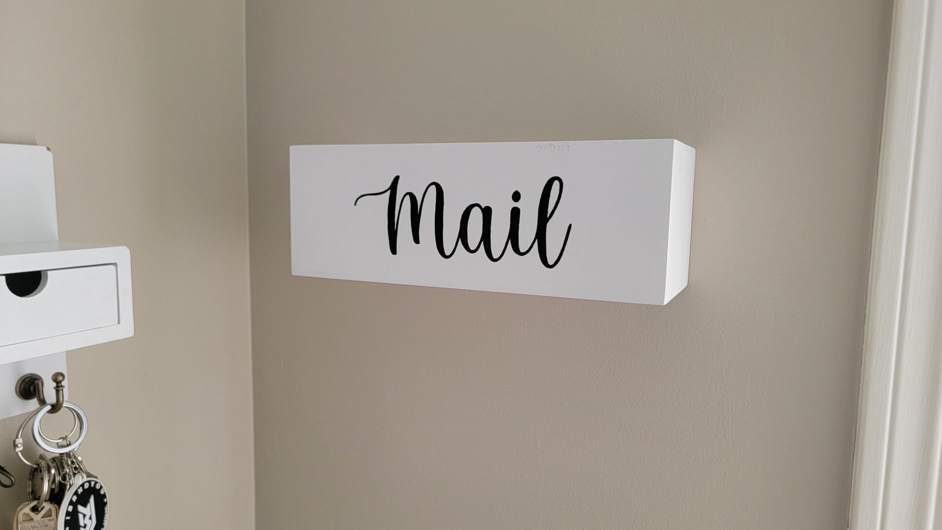 DRASTAR Mail Organizer, Mail Holder with 2 Slots, Mail Basket for Wall Table Countertop, Wood Desk Mail Organizer, Black Envelope Holder for Home Office Decor customer photo 2