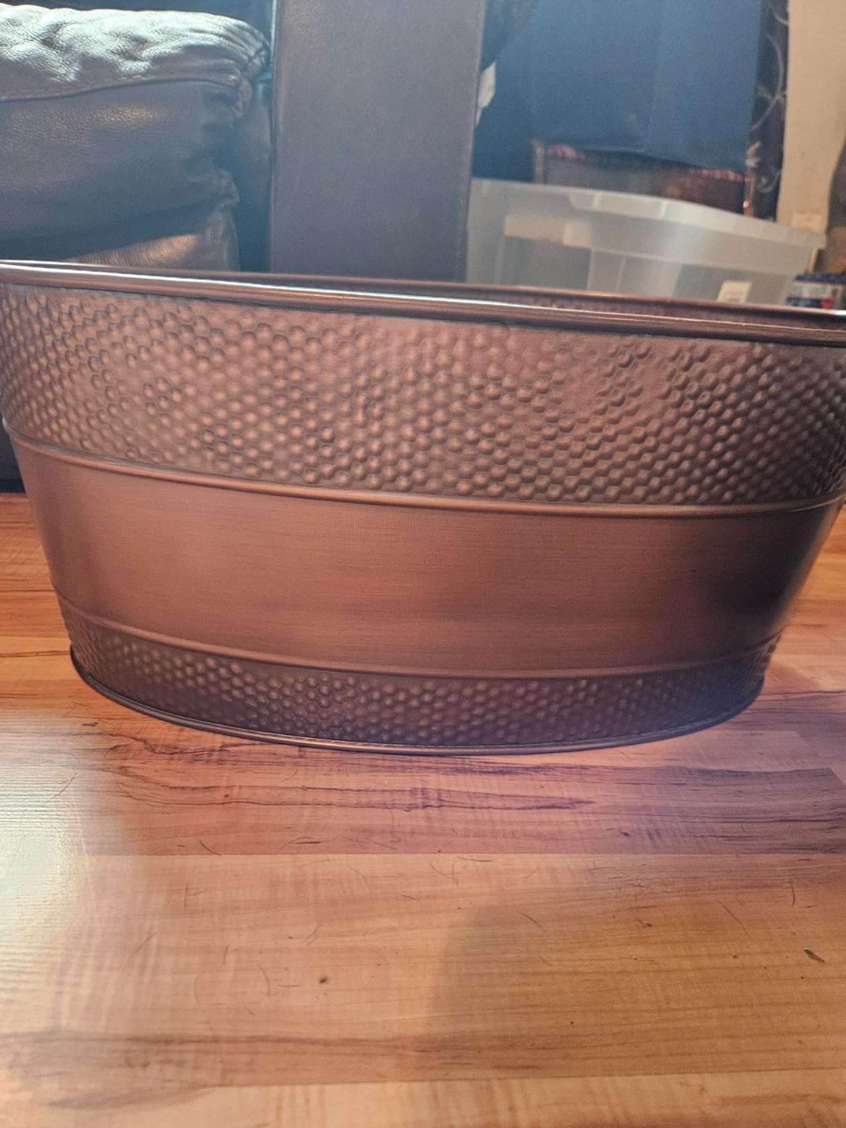 BREKX Copper Galvanized Firewood Storage Bin with Handles, 25-Qt customer photo 2