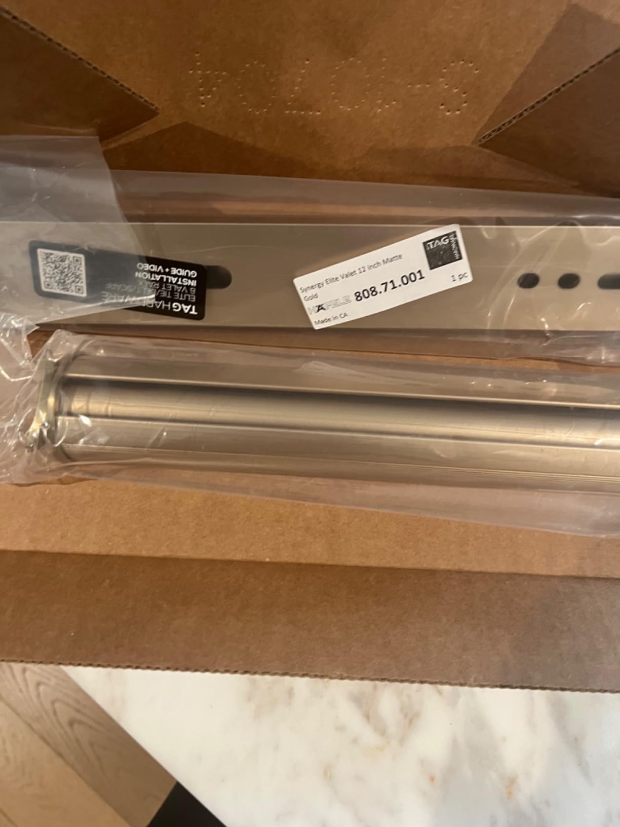 TAG Hardware Premium 11 3/4 Inch Long Pullout Closet Wardrobe Valet Rod (Matte Aluminum with Chrome) customer photo 1