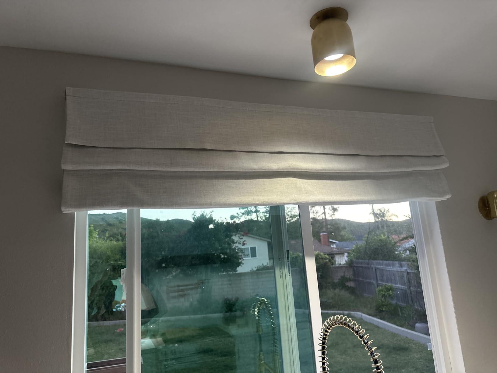 Cordless Linen Roman Shades, Natural Custom Fabric Room Darkening Roman Window Shades Blinds for Doors, French Doors, Kitchen Windows, Bathroom Windows customer photo 1