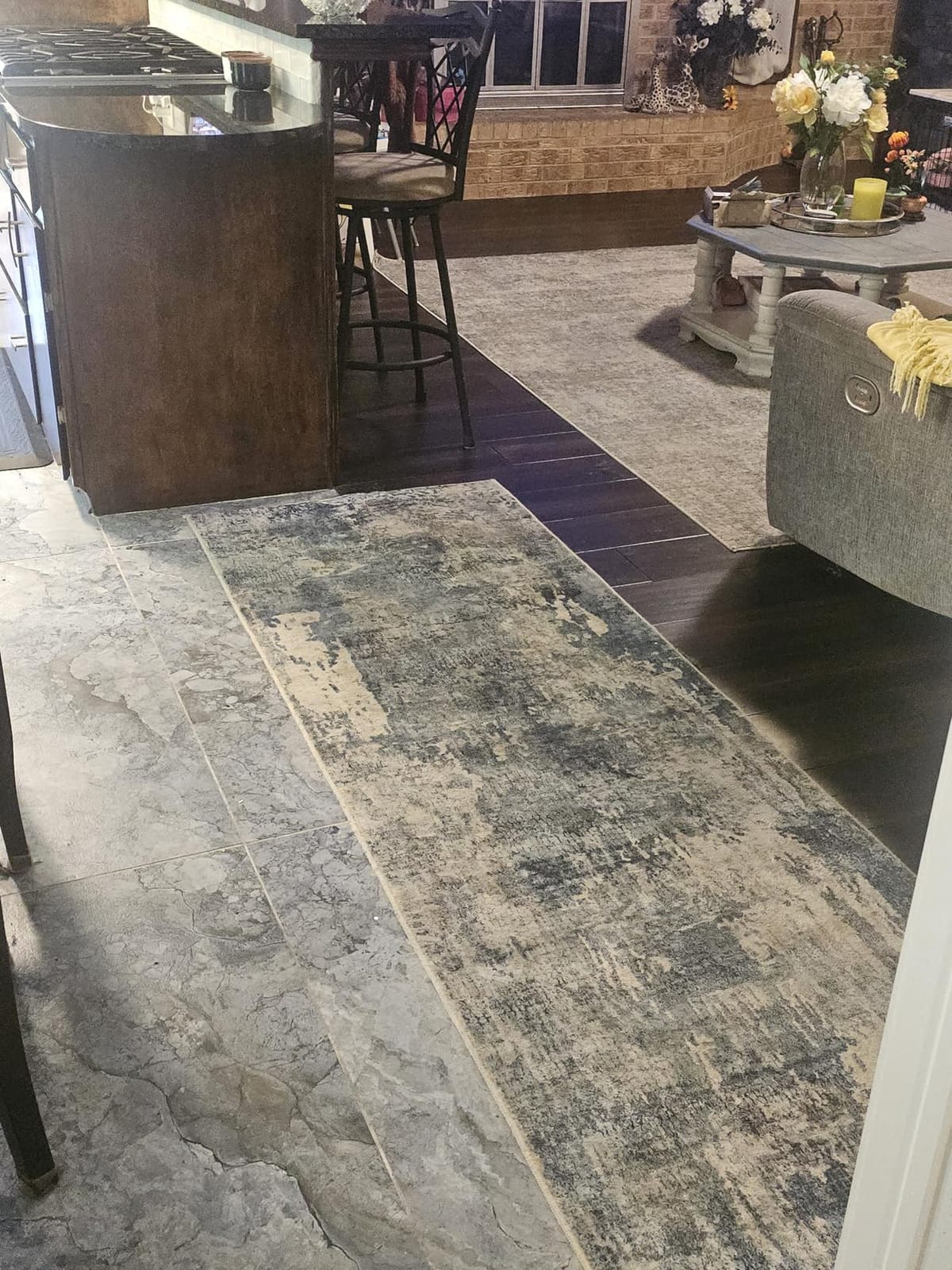 Runner Rug Hallway Runner Rug Washable Kitchen Runner Rugs with Rubber Backing 2'6''x8' 100% Polyester Vintage Rug for Entryway Indoor, Kitchen, Laundry, Bedroom (Grey and Brown) customer photo 1
