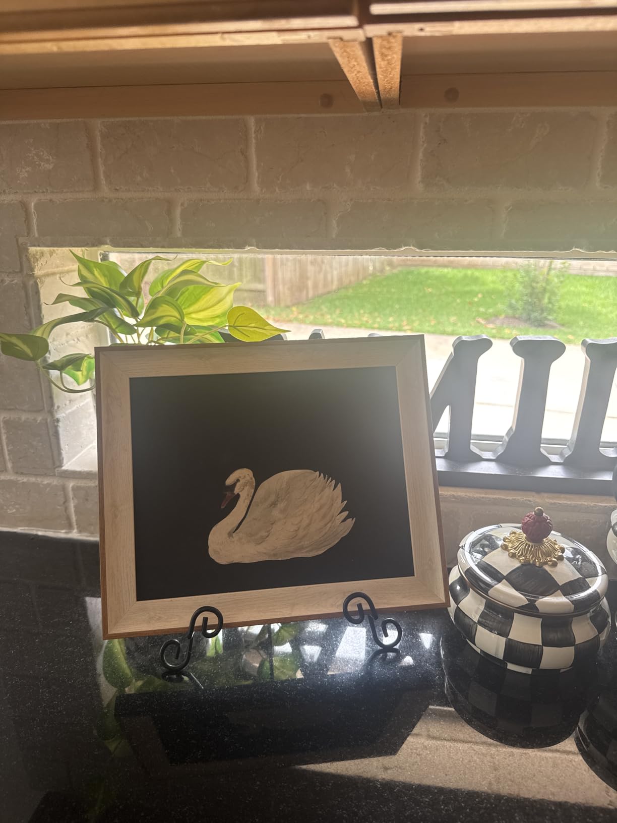 VIYYIEA Framed Wall Art for Living Room, Swan Wall Decor, 12×10 Inch customer photo 1