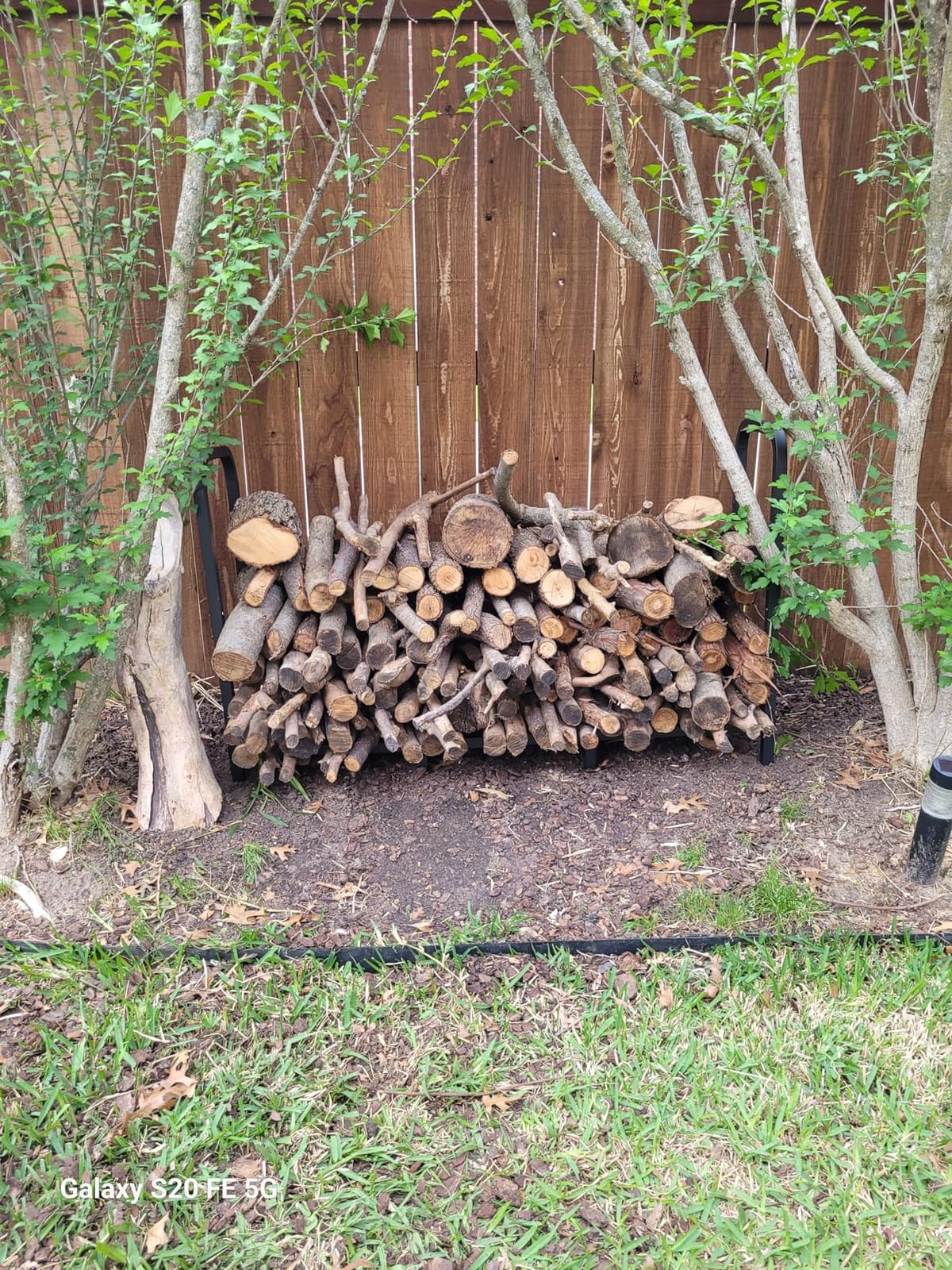 8ft Firewood Rack Holder, Adjustable Heavy Duty Fire Log Stacker Stand for Fireplace, Outdoor Indoor Metal Wood Pile Storage Organizer, Patio Logs Stand tool, Black customer photo 2