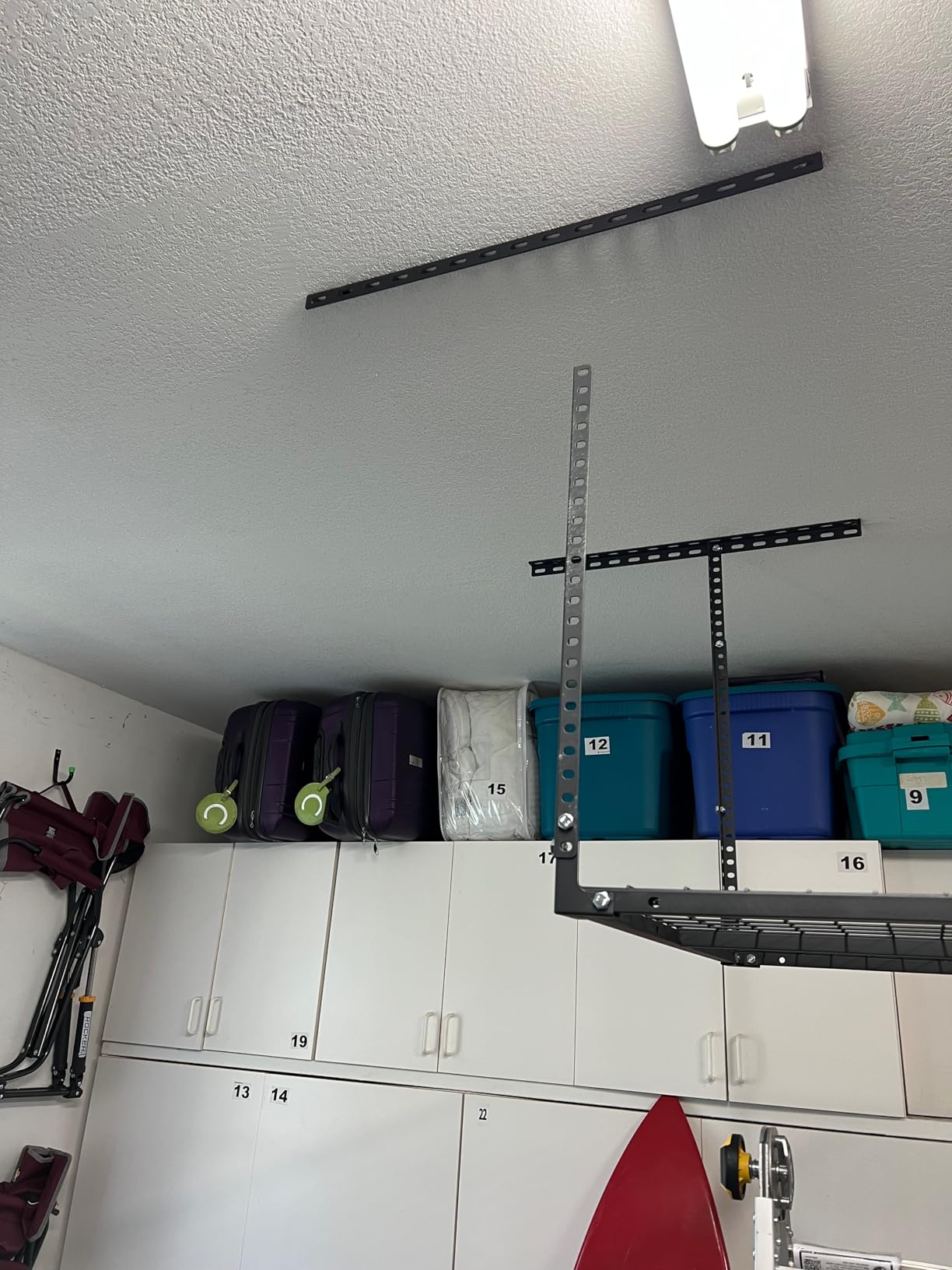 Soywey 3 x 8FT Overhead Garage Storage Rack, Adjustable Ceiling Storage Racks, Garage Shelving Heavy Duty Storage Organizer System,Load 600LBS Weight(Black) customer photo 2