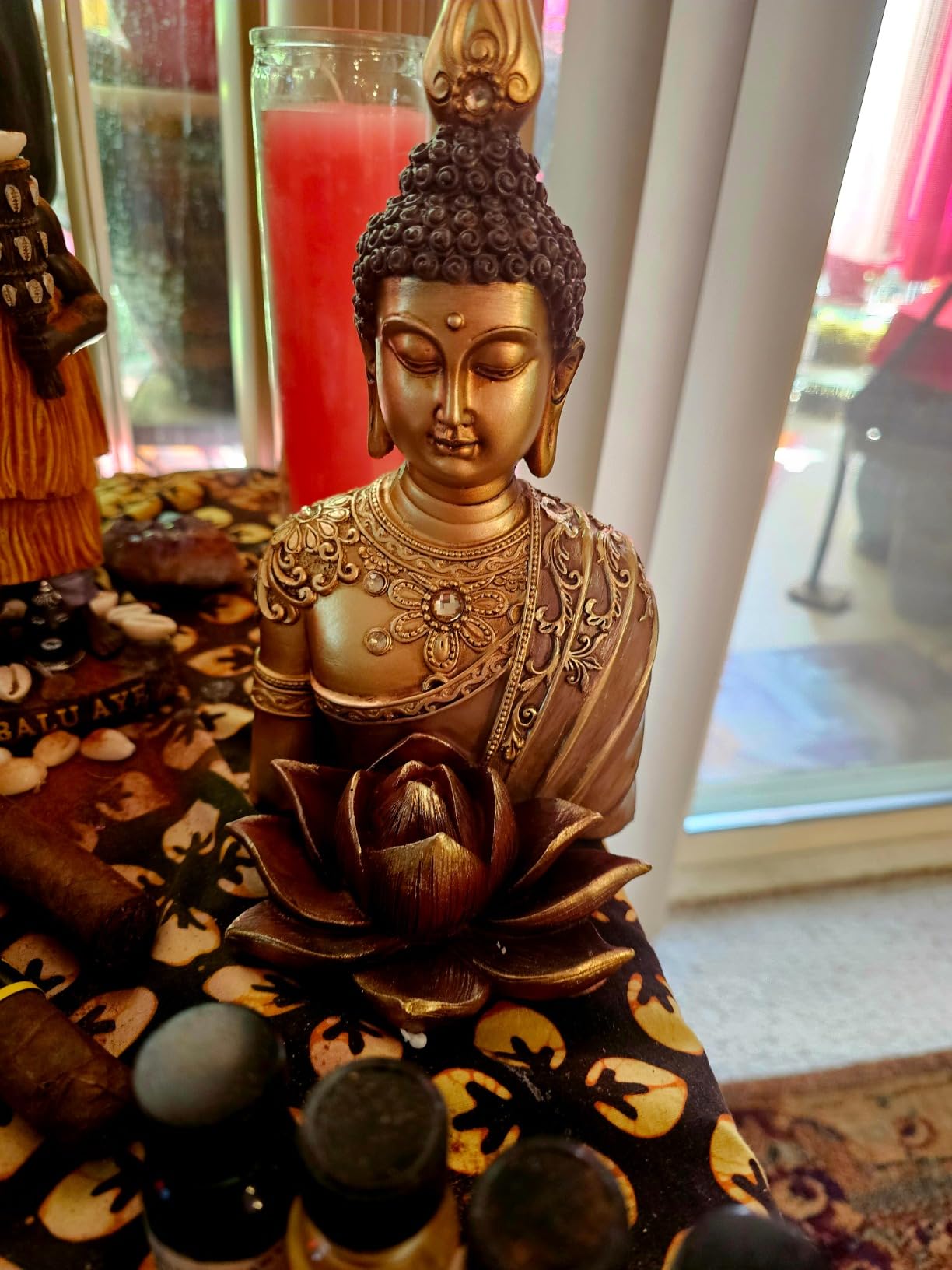 Smadeer Buddha Statue Buddah Buda - Buddah Statues for Home Decoration,Laughing Buddha Statue for Yoga feng Shui Meditation Spiritual Room Decor,Buddha Decor Indoor, Relax Budha Zen Decor customer photo 1