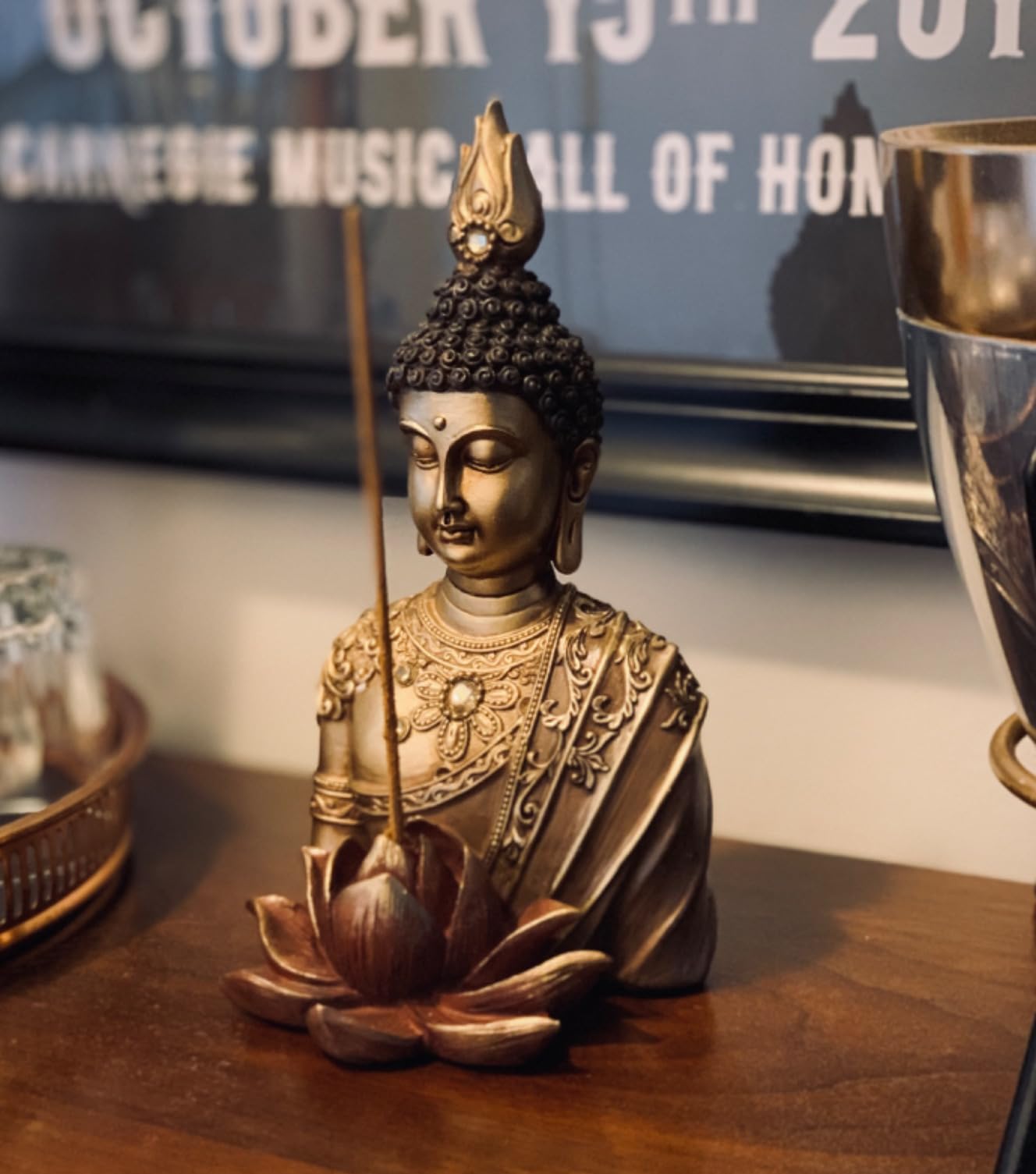 Smadeer Buddha Statue Buddah Buda - Buddah Statues for Home Decoration,Laughing Buddha Statue for Yoga feng Shui Meditation Spiritual Room Decor,Buddha Decor Indoor, Relax Budha Zen Decor customer photo 2