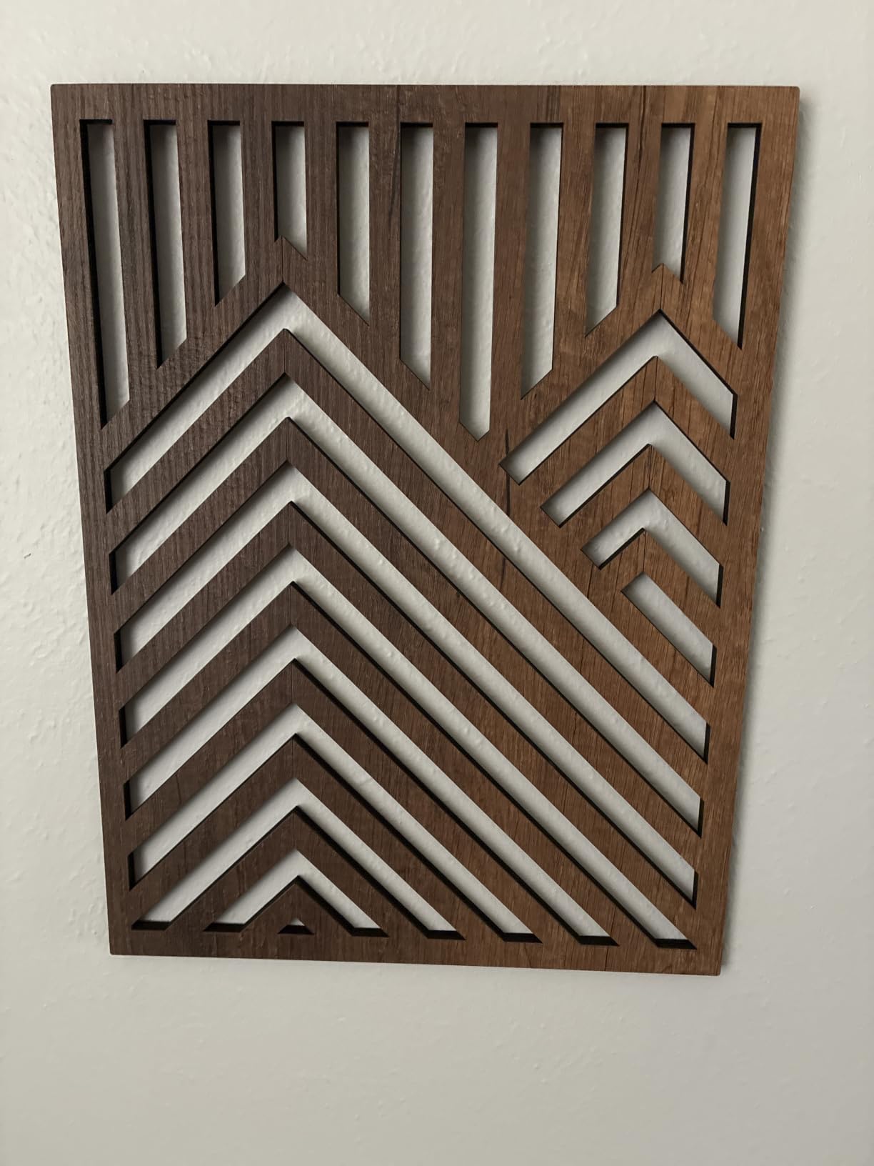qmmp Modern Wooden Wall Sculptures - Set of 3 - Home Decor Accent - Large Wall Art for Living Room, Bedroom, Office - Easy Installation (Walnut, Medium - Mountain and Sun) customer photo 1