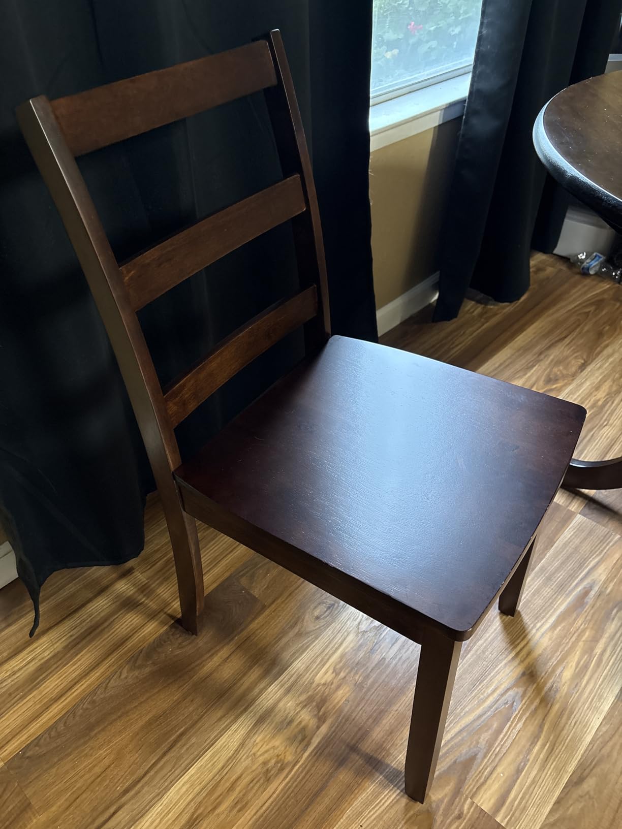 GIANTEX Wood Dining Chairs Set of 4 Black- Wooden Armless Kitchen Chairs with Solid Rubber Wood Legs, Non-Slip Foot Pads, Max Load 400 Lbs, Farmhouse Style High Ladder Back Wooden Dining Room Chairs customer photo 1