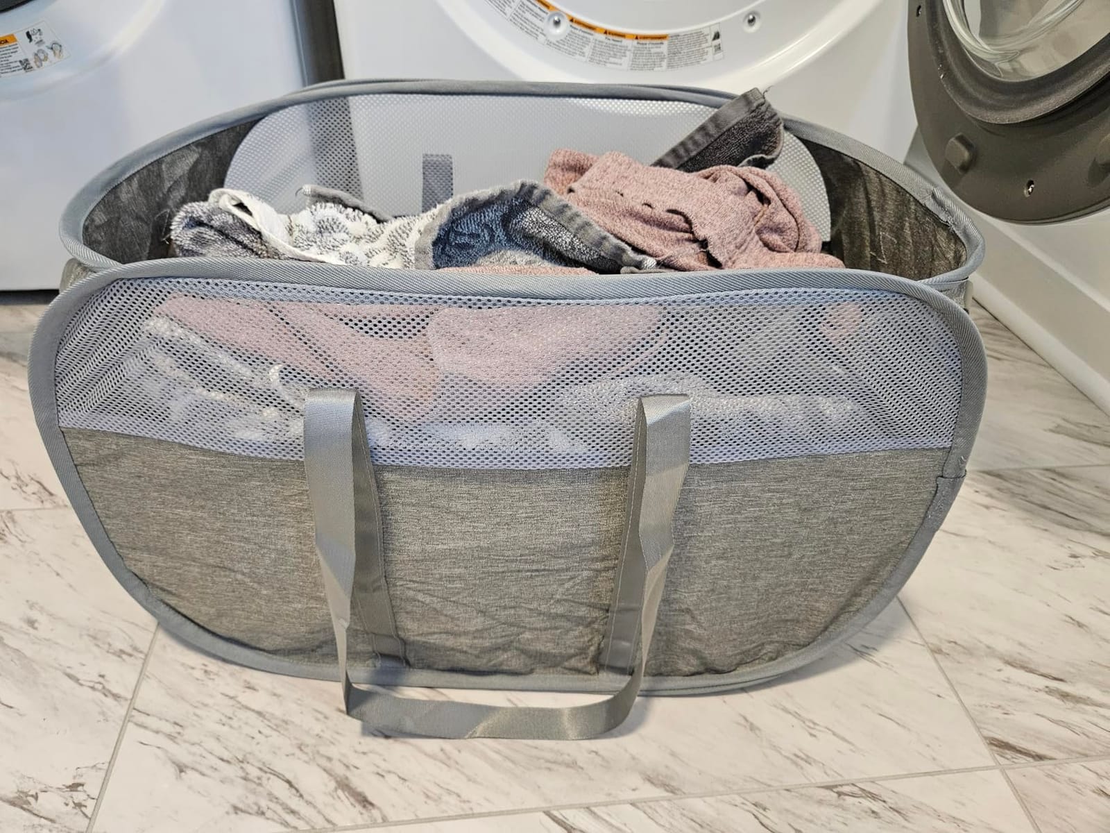 Collapsible Laundry Baskets, Tear Proof Pop Up Laundry Hamper with Dual Handles, Durable Foldable Laundry Basket, Easy to Carry Laundry Hamper for Home, Laundry Room, Bedroom, Dorm, Travel Grey customer photo 2