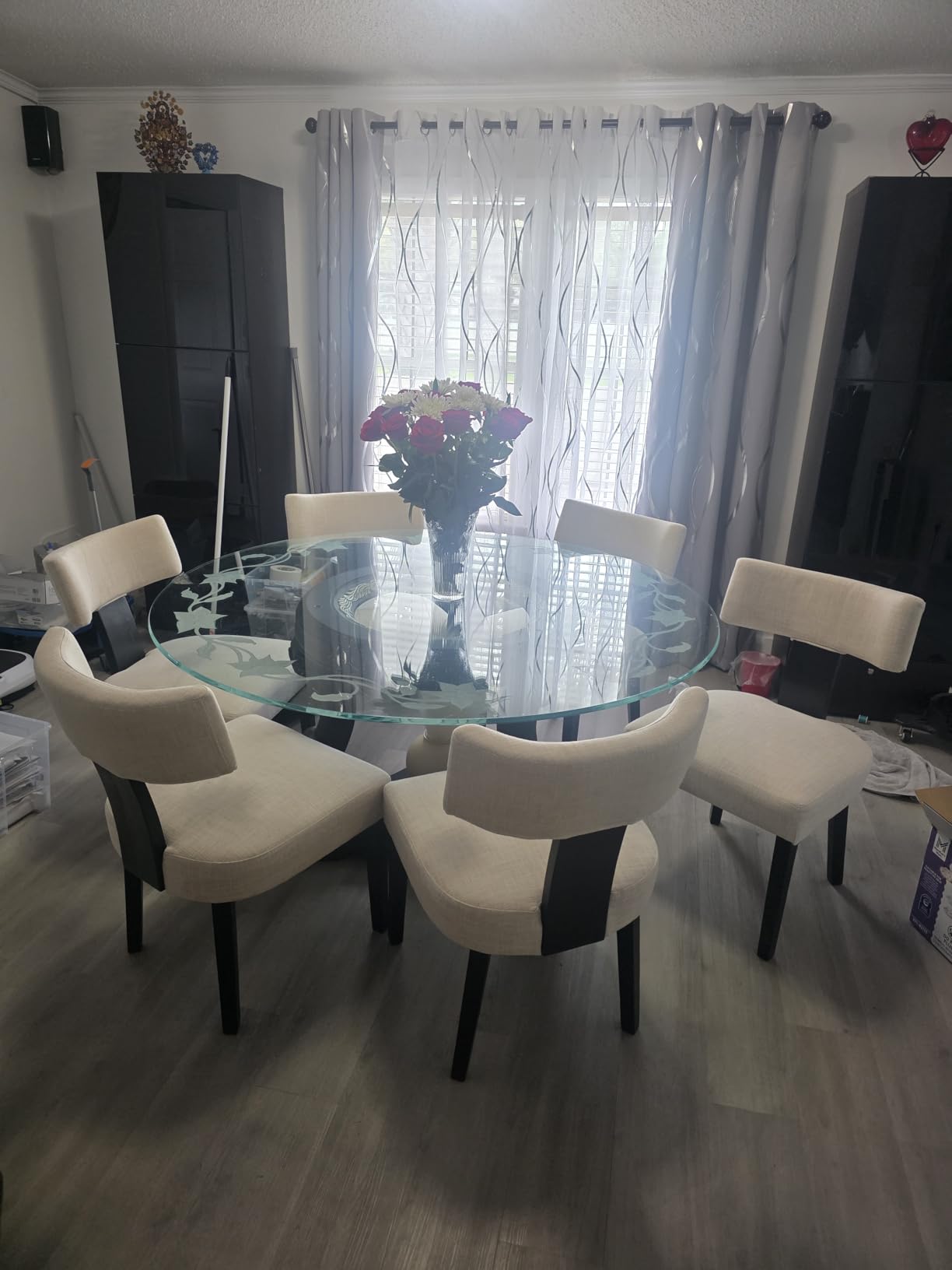 Modern Wooden Dining Chairs Set of 2 Fabric Upholstered Kitchen Chairs customer photo 1